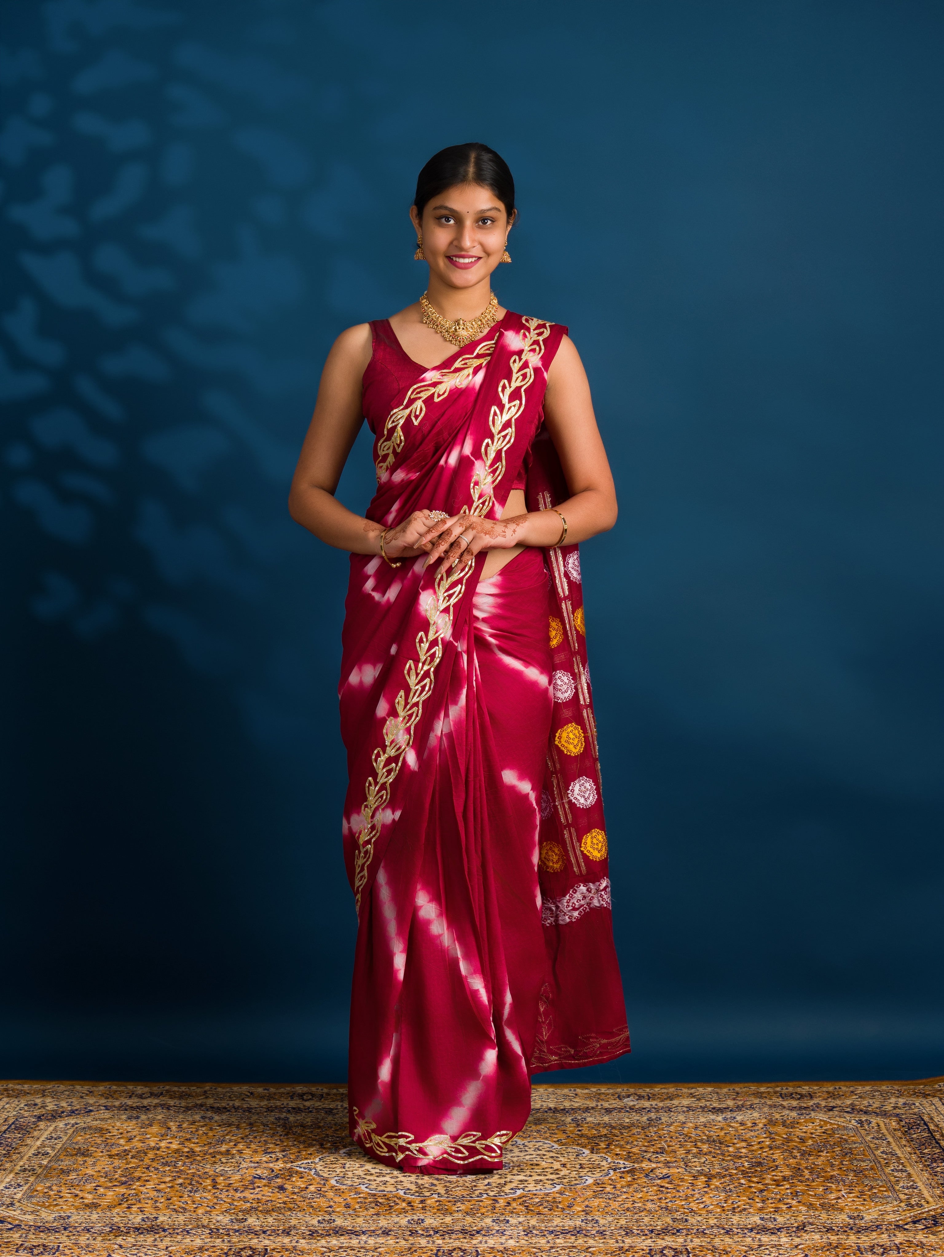 By Bandhani Saree with Gotapatti Work 