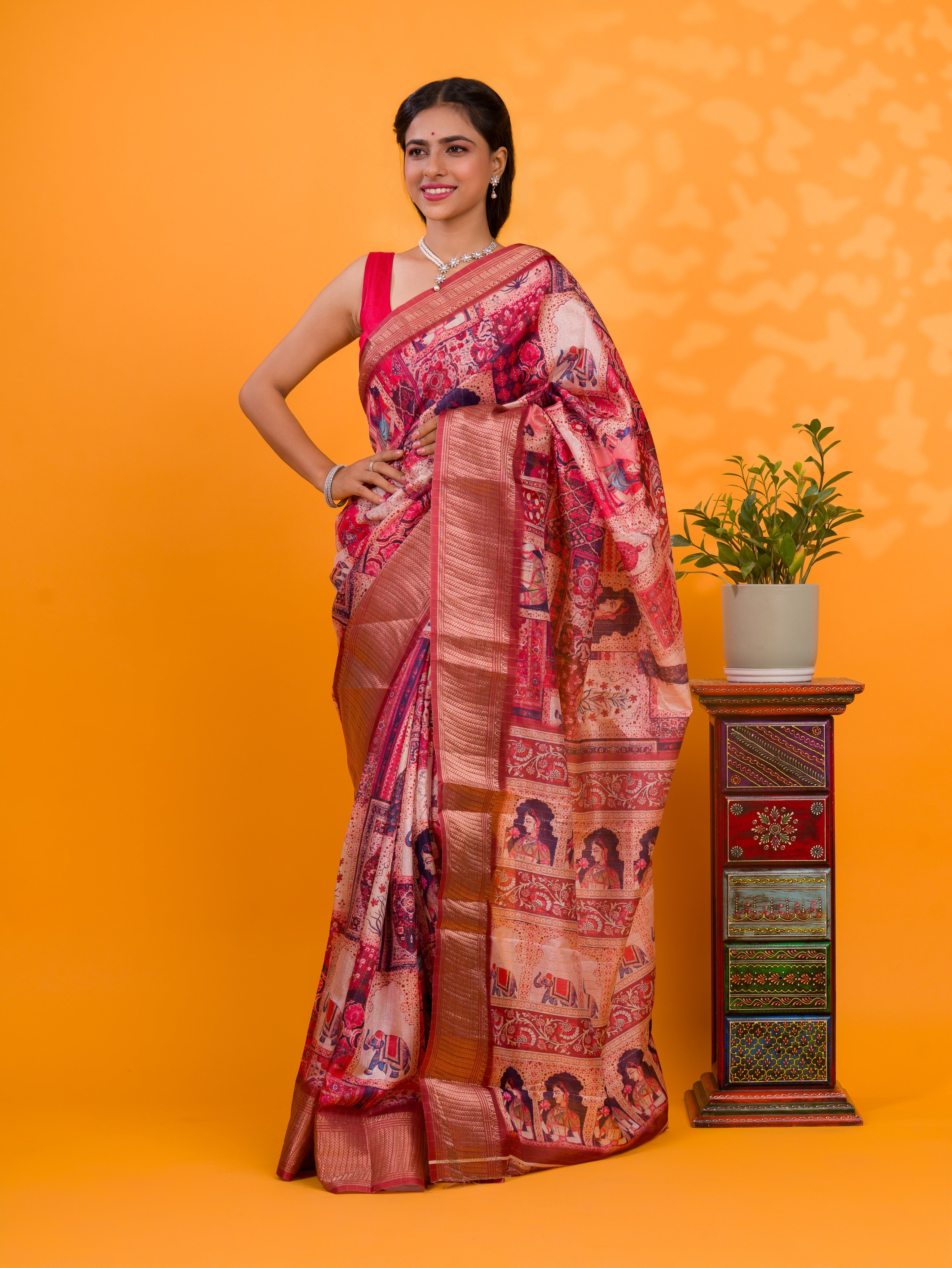 Tanmira Latest Cotton Silk Kalamkari Style Zari Weaving Saree  STL