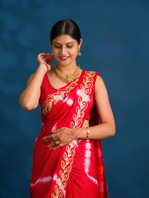 By Bandhani Saree with Gotapatti Work 