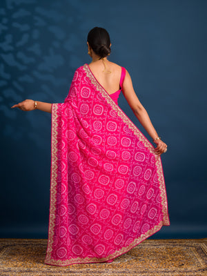 By Bandhani Saree With Casual Wear