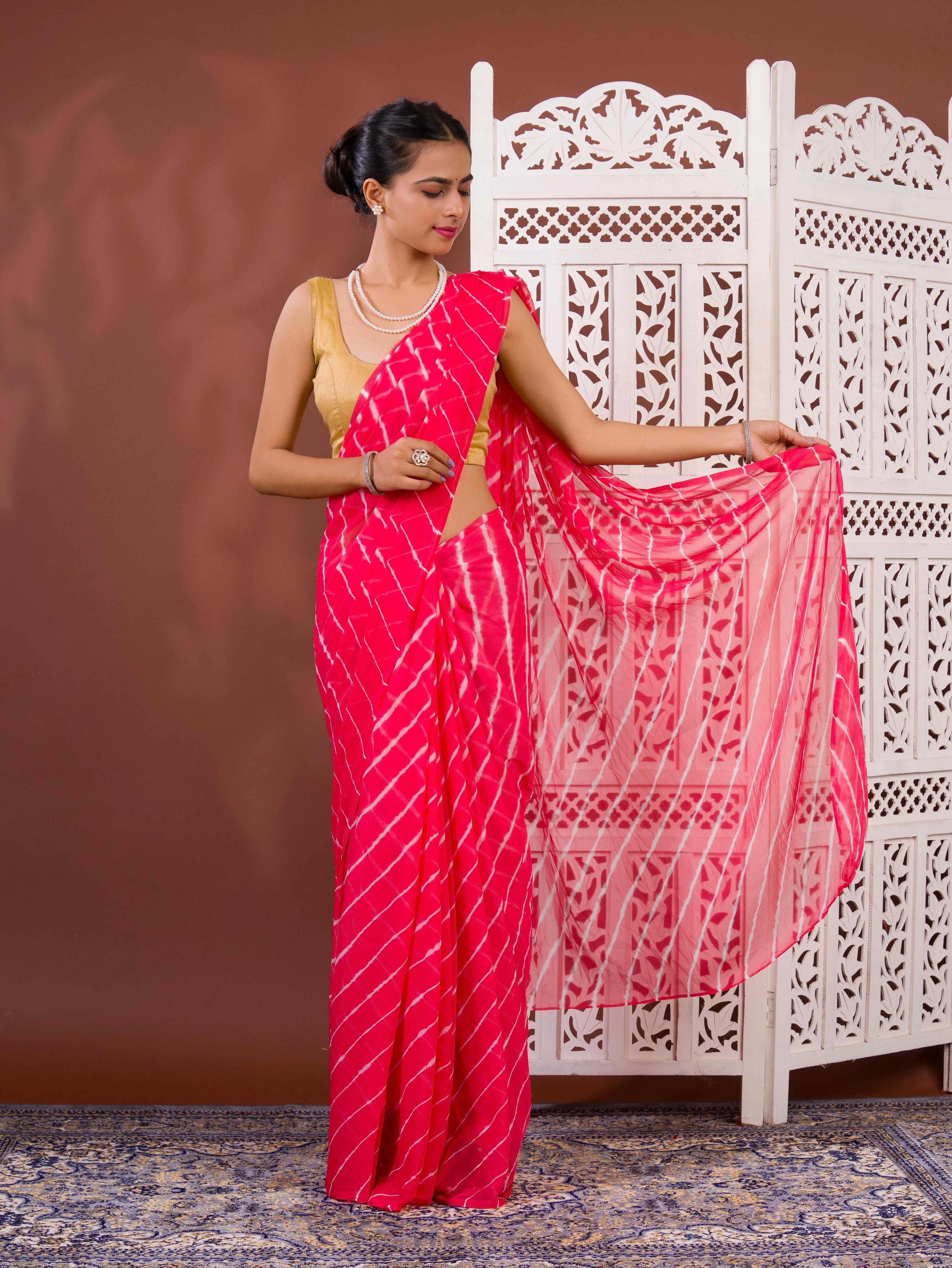By New Chiffon Leheriya Style With Casual Wear Saree