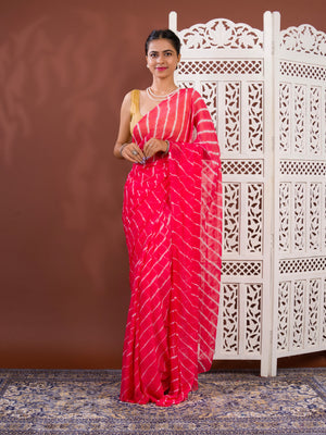 By New Chiffon Leheriya Style With Casual Wear Saree