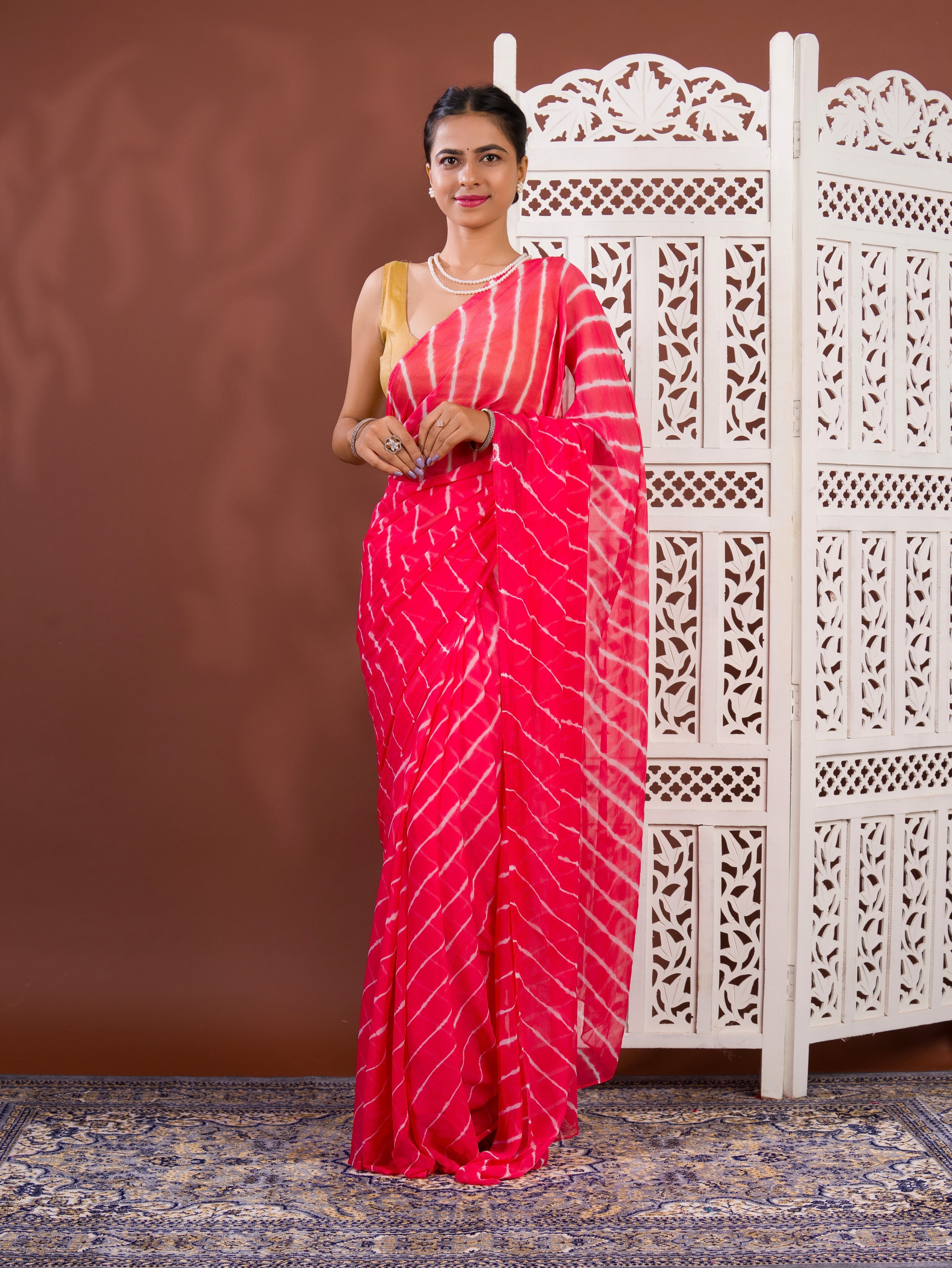 By New Chiffon Leheriya Style With Casual Wear Saree