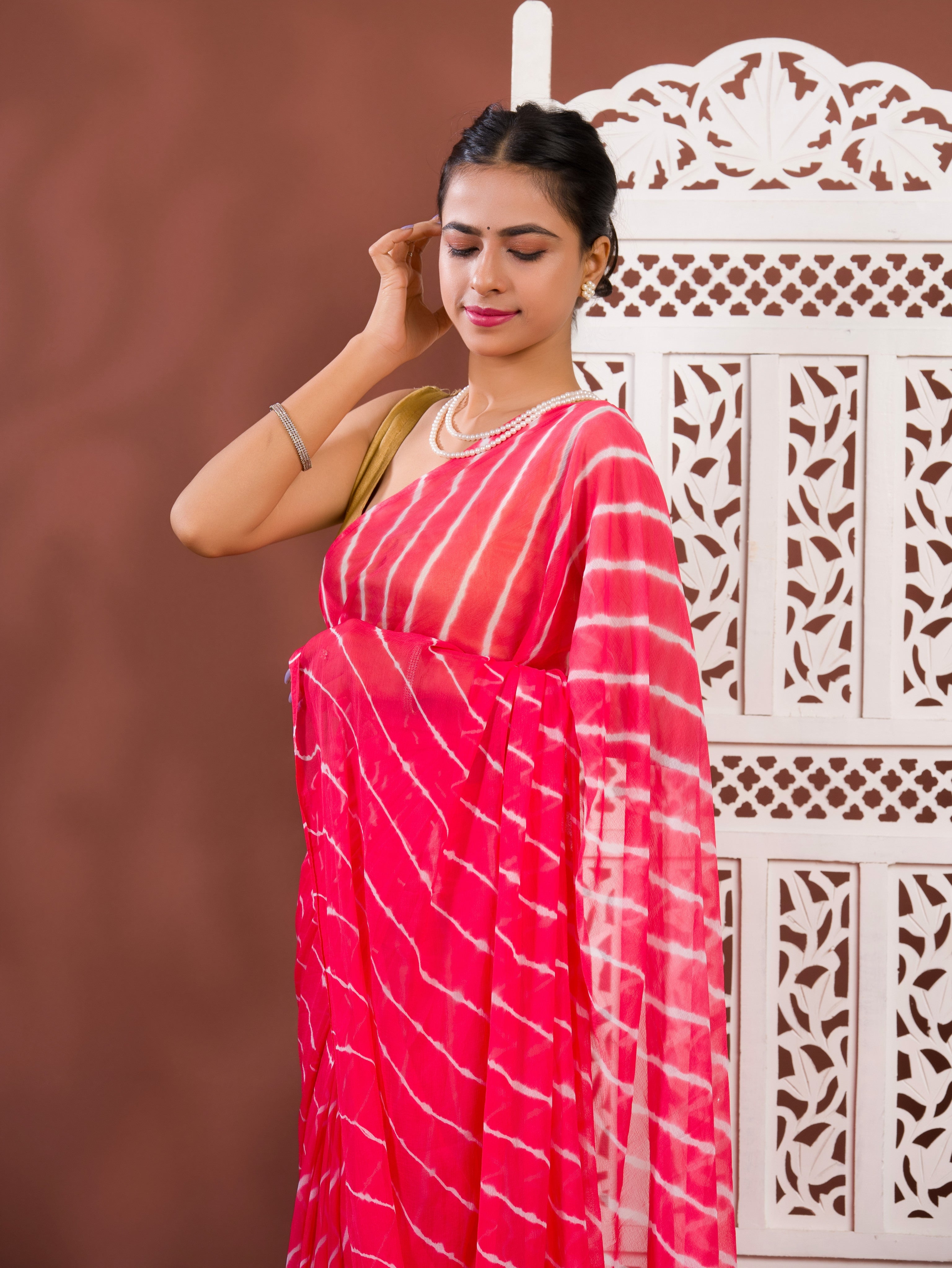 By New Chiffon Leheriya Style With Casual Wear Saree