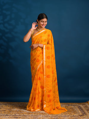 By Bandhani Saree With Casual wear