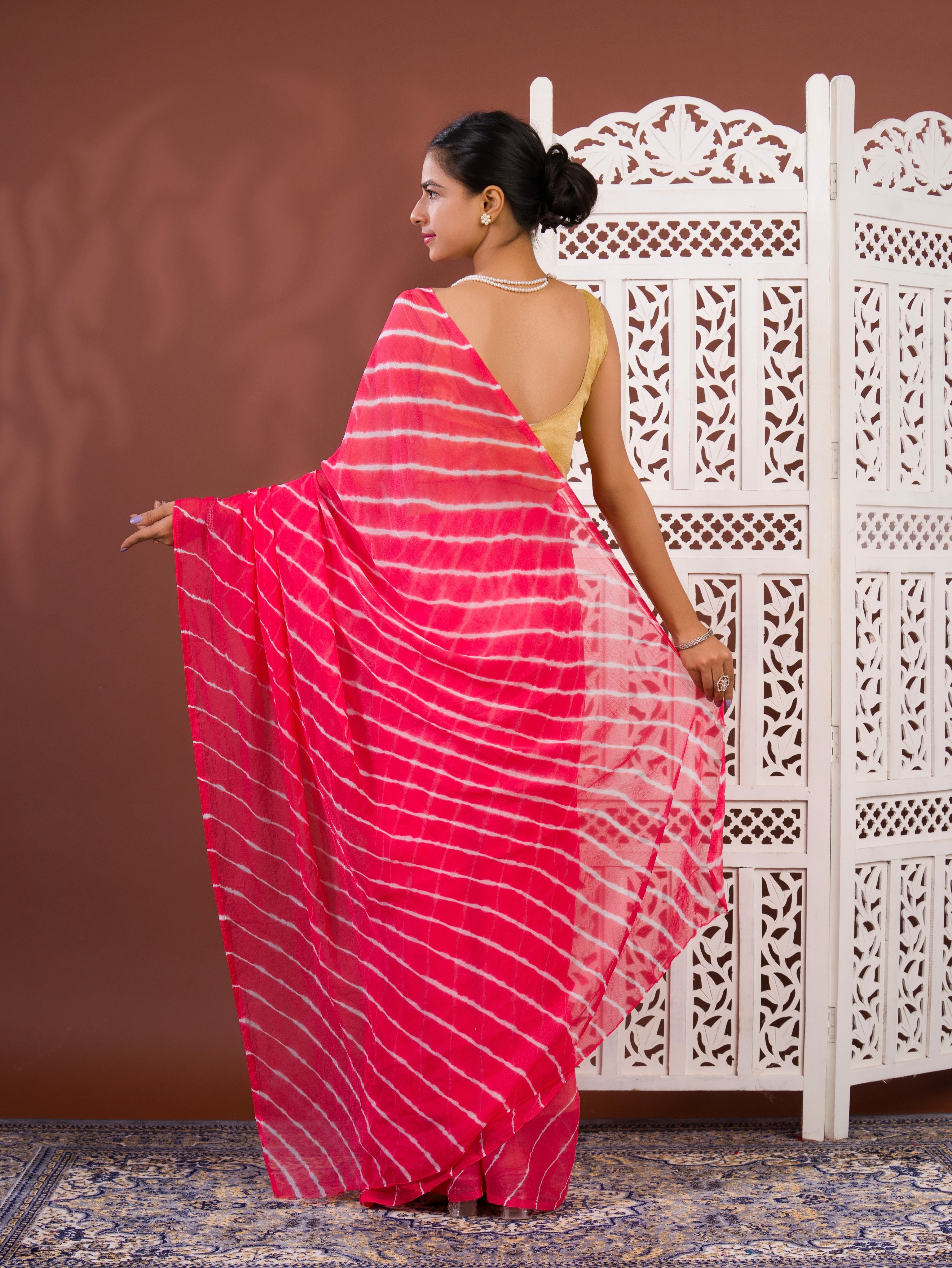 By New Chiffon Leheriya Style With Casual Wear Saree