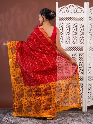 By Ghatchola Saree With Bikaneri bandhej Work 
