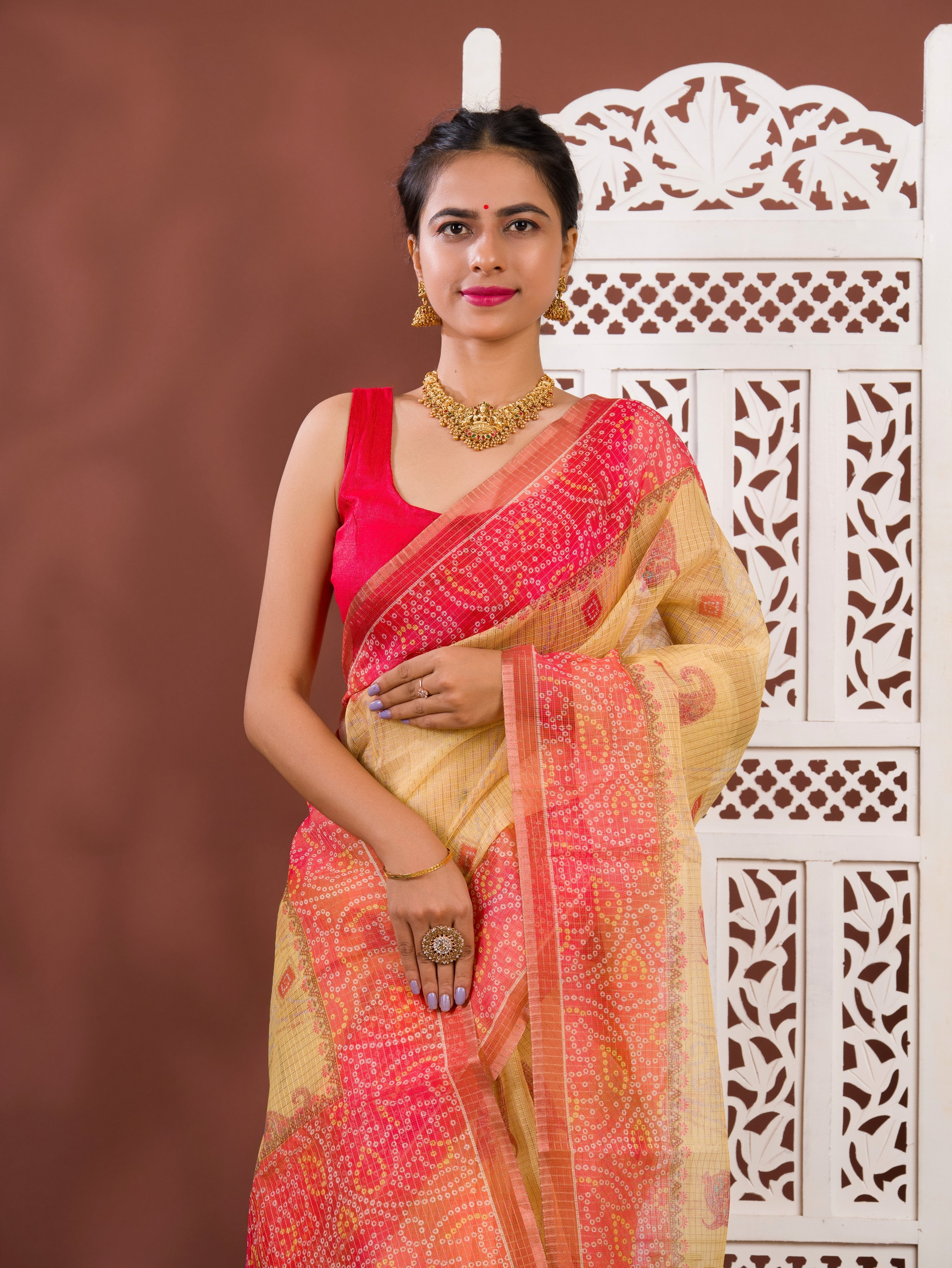 By Bandhani Saree With Casual Wear
