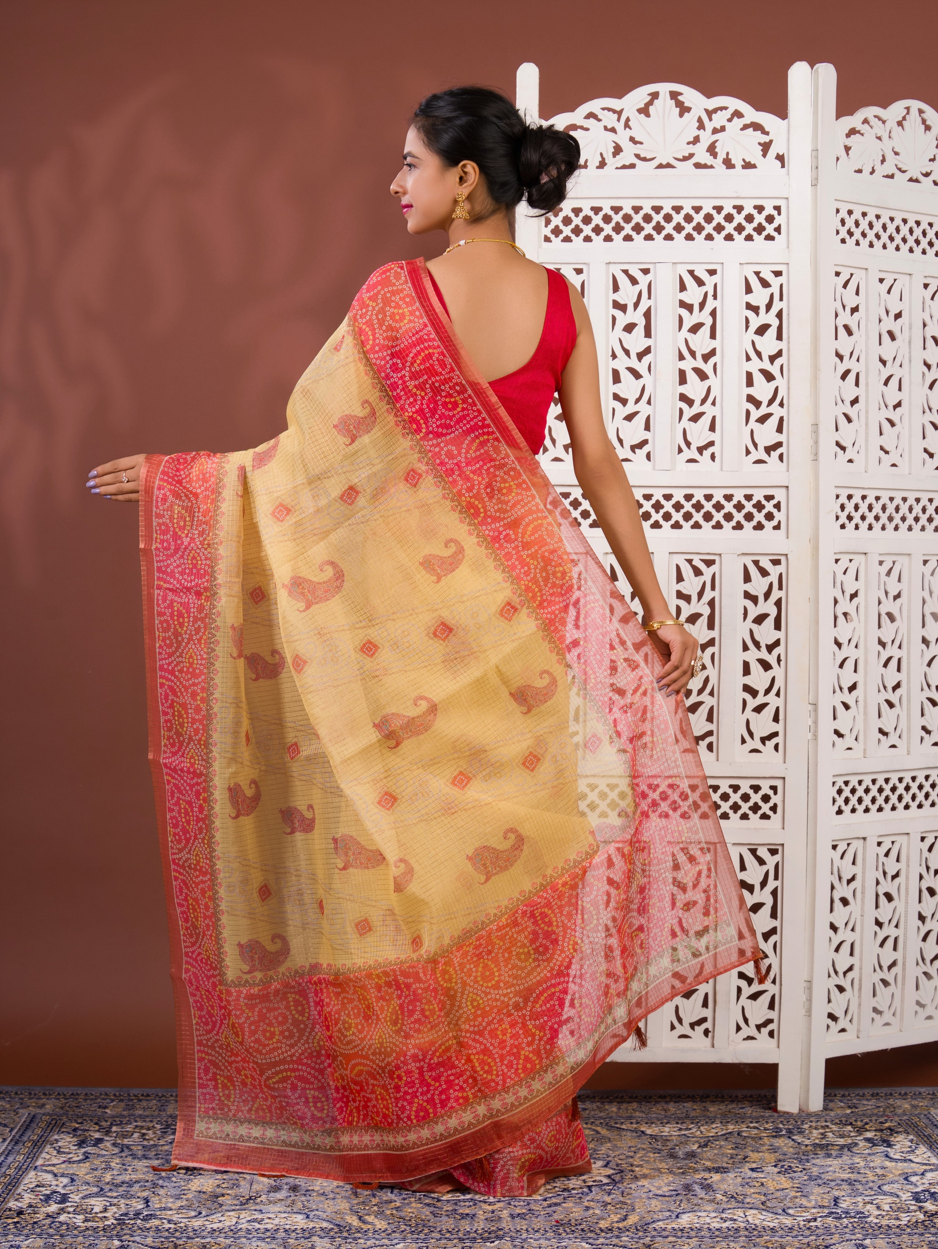 By Bandhani Saree With Casual Wear