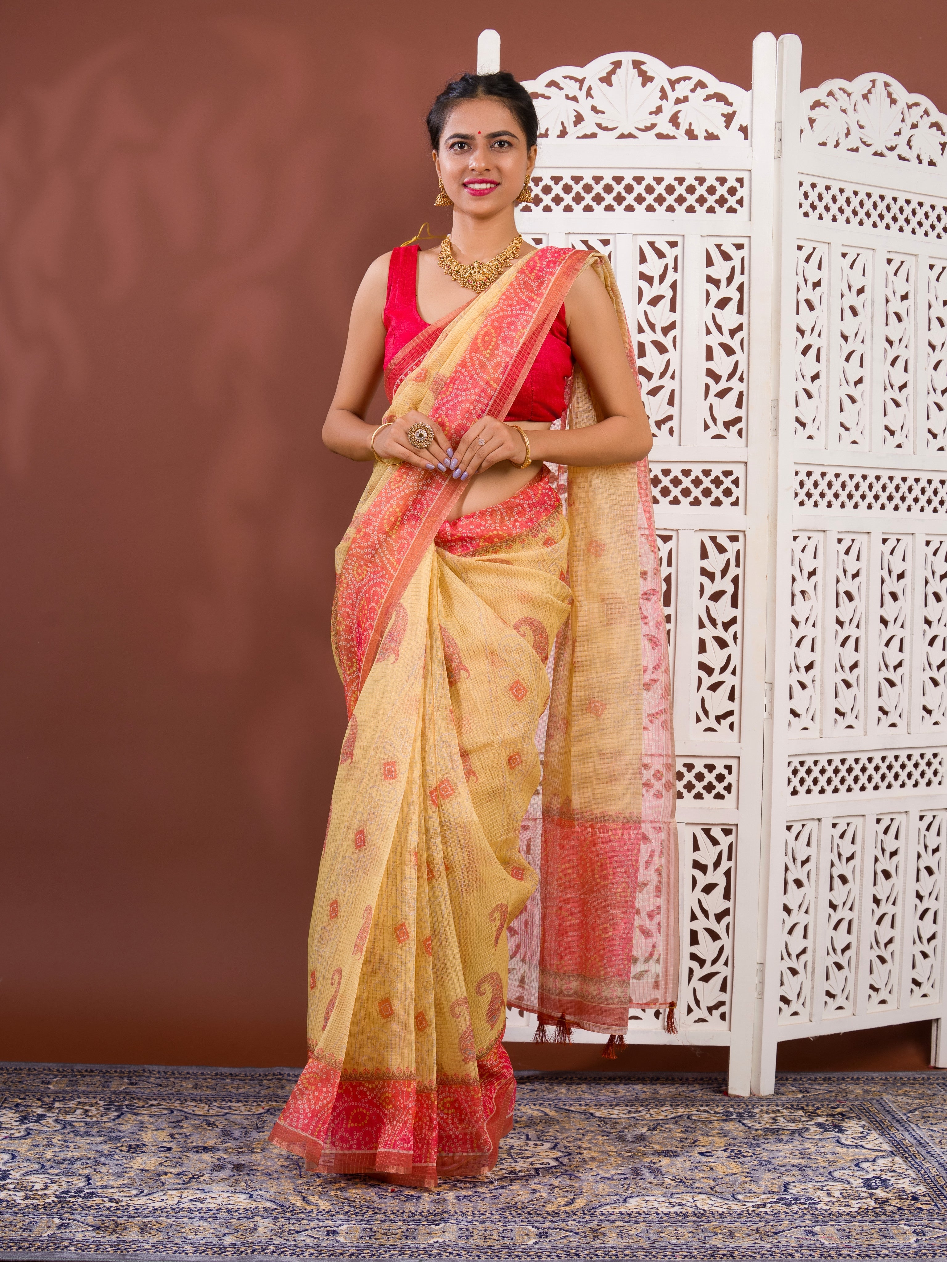 By Bandhani Saree With Casual Wear