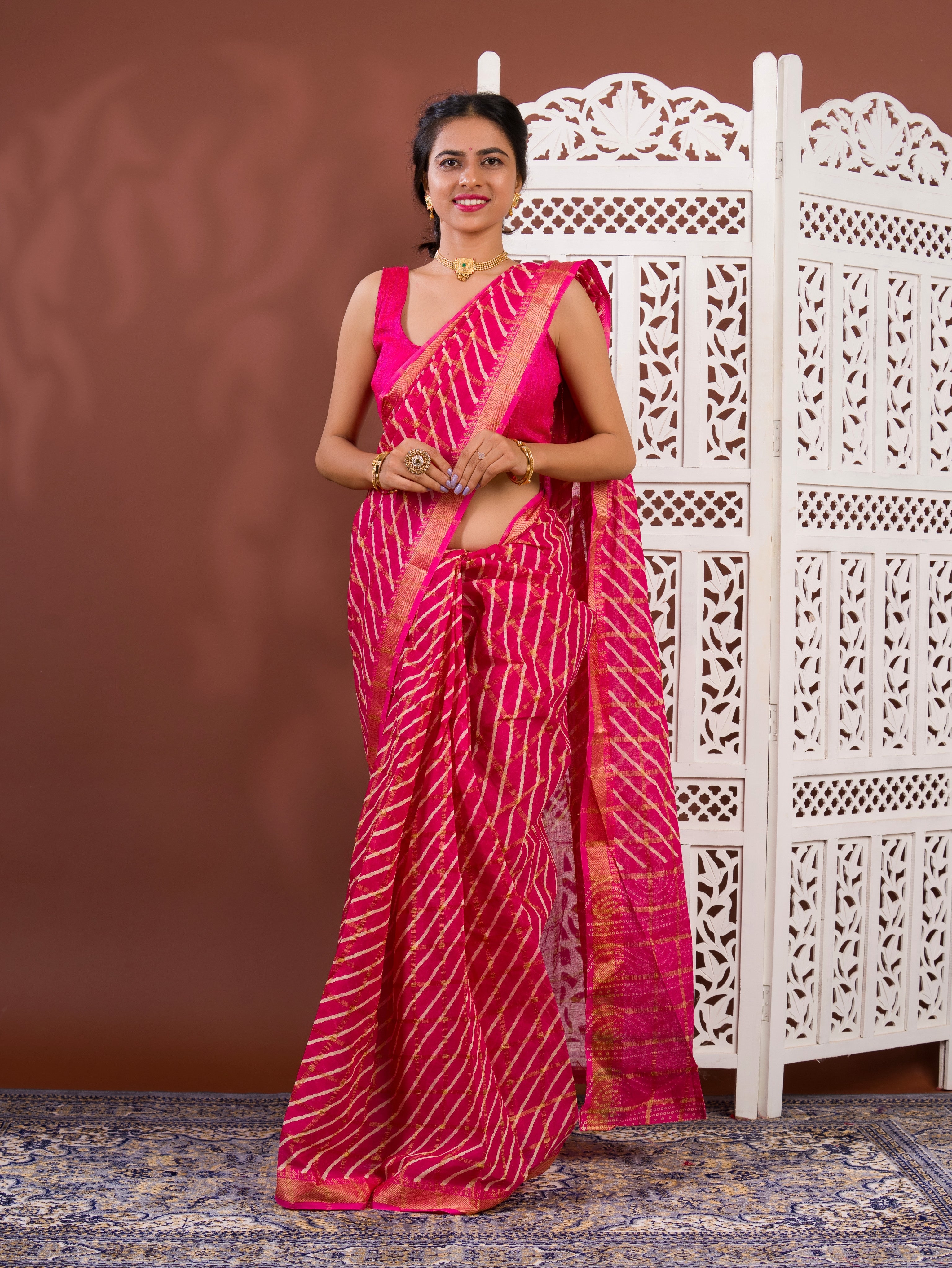 By Ghatchola Saree With Bikaneri bandhej Work 