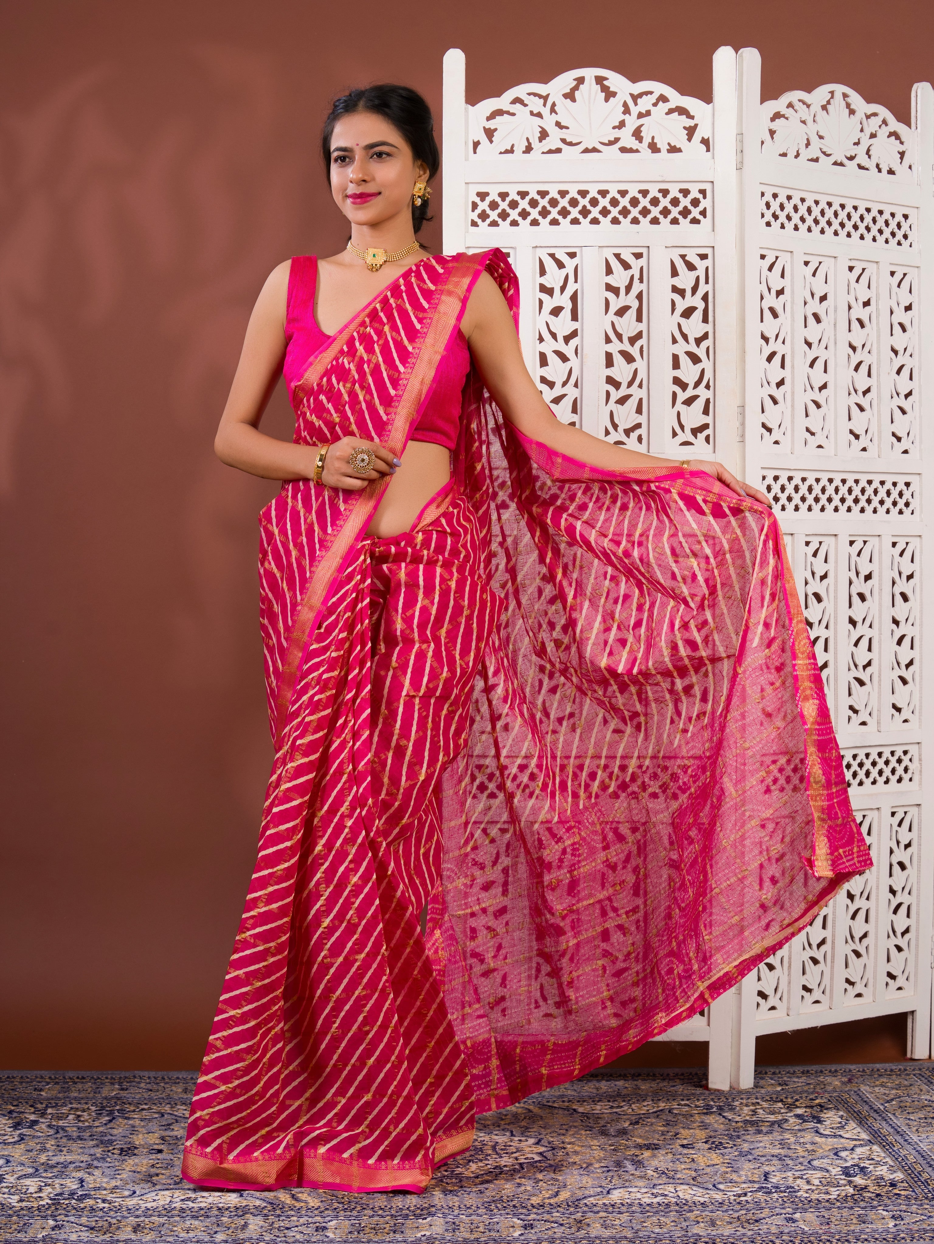 By Ghatchola Saree With Bikaneri bandhej Work 