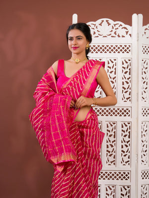 By Ghatchola Saree With Bikaneri bandhej Work 