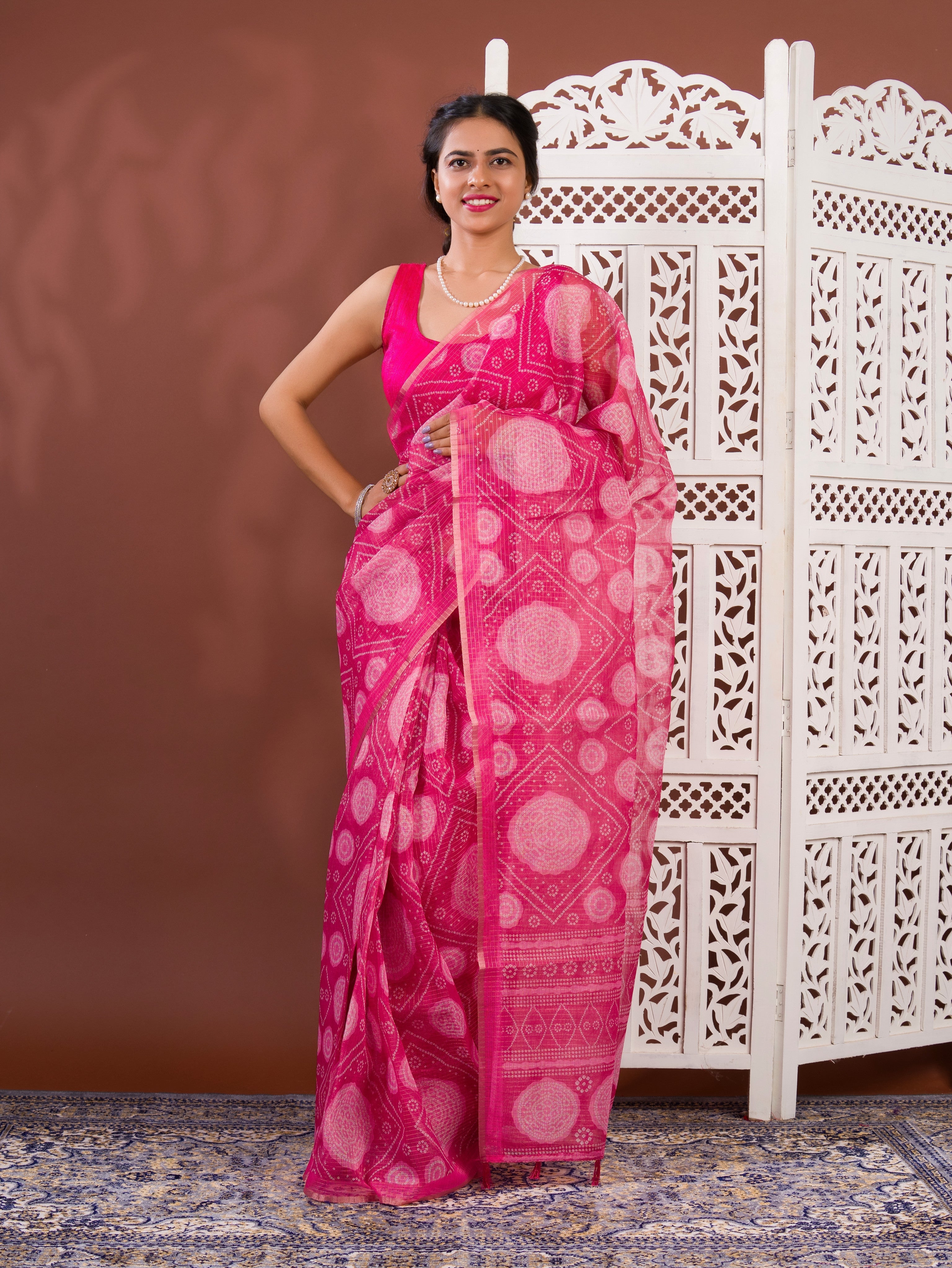 By Bandhani Saree With Casual Wear