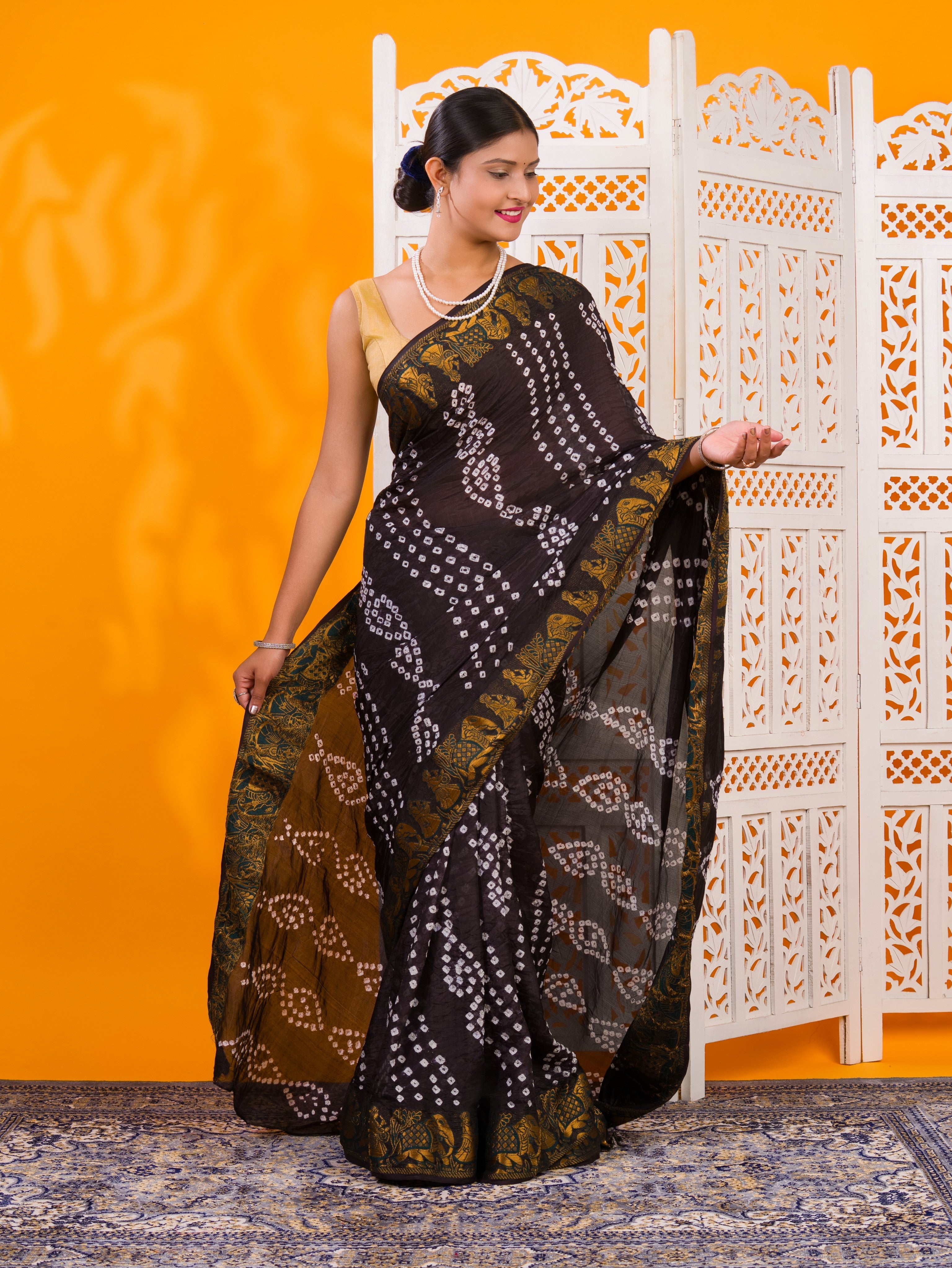 By Bandhani Saree With Festive Wear 