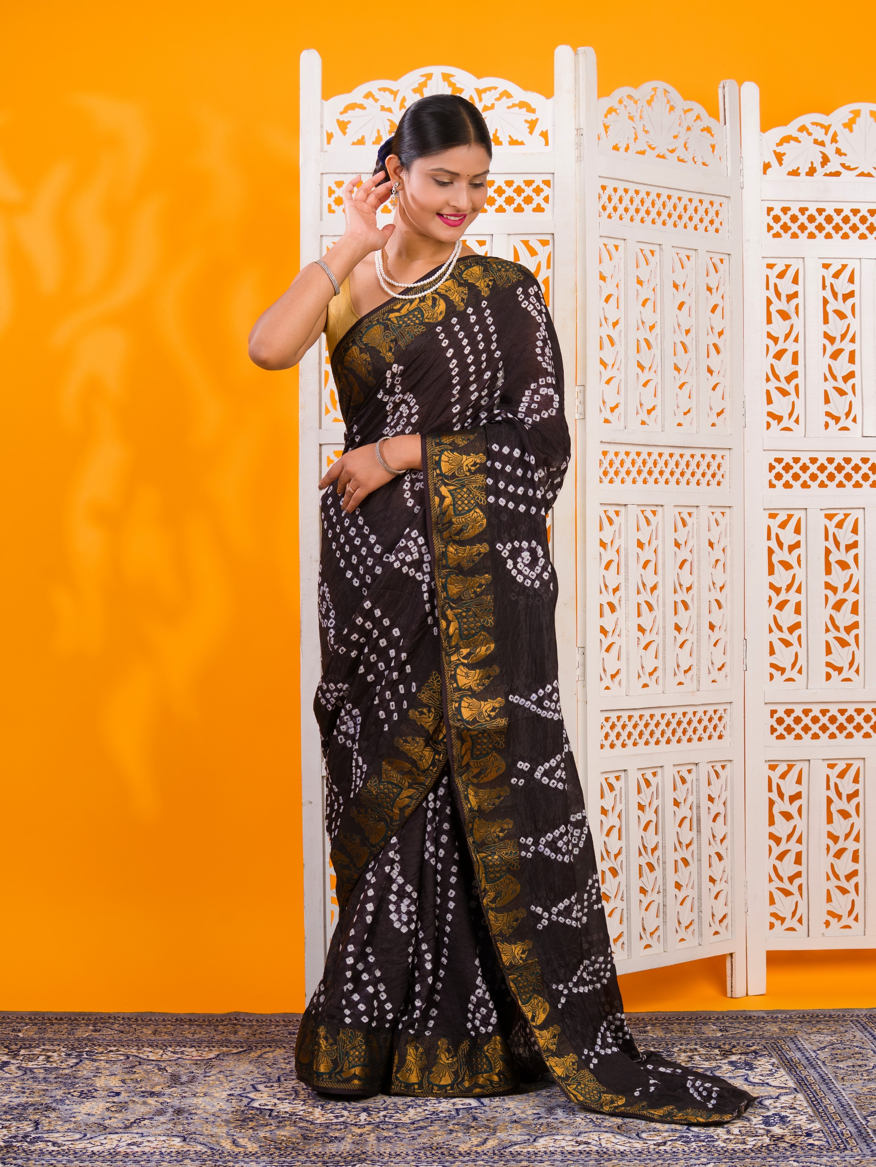 By Bandhani Saree With Festive Wear 