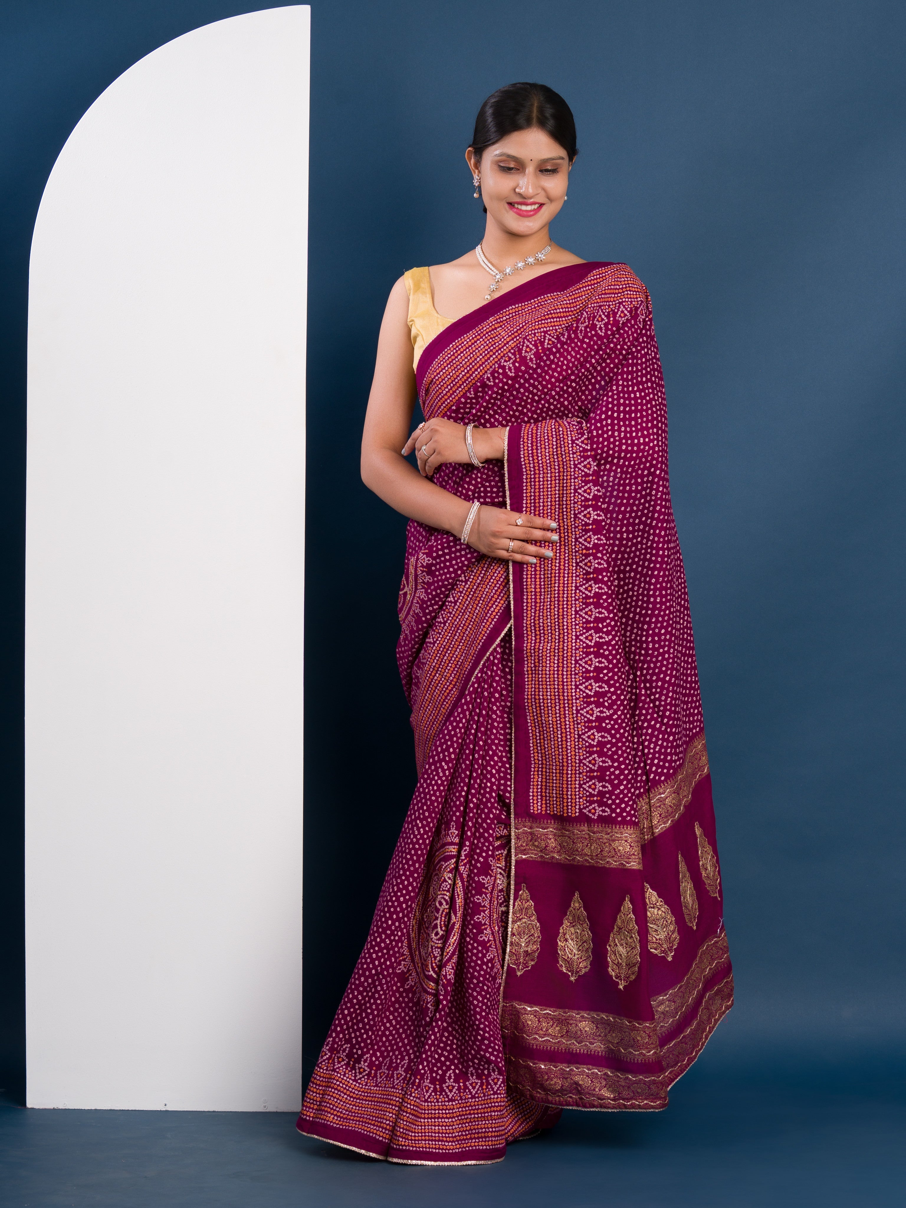 Tanmira New Modal Gaji Silk Bandhani Style With Traditional Saree SWA