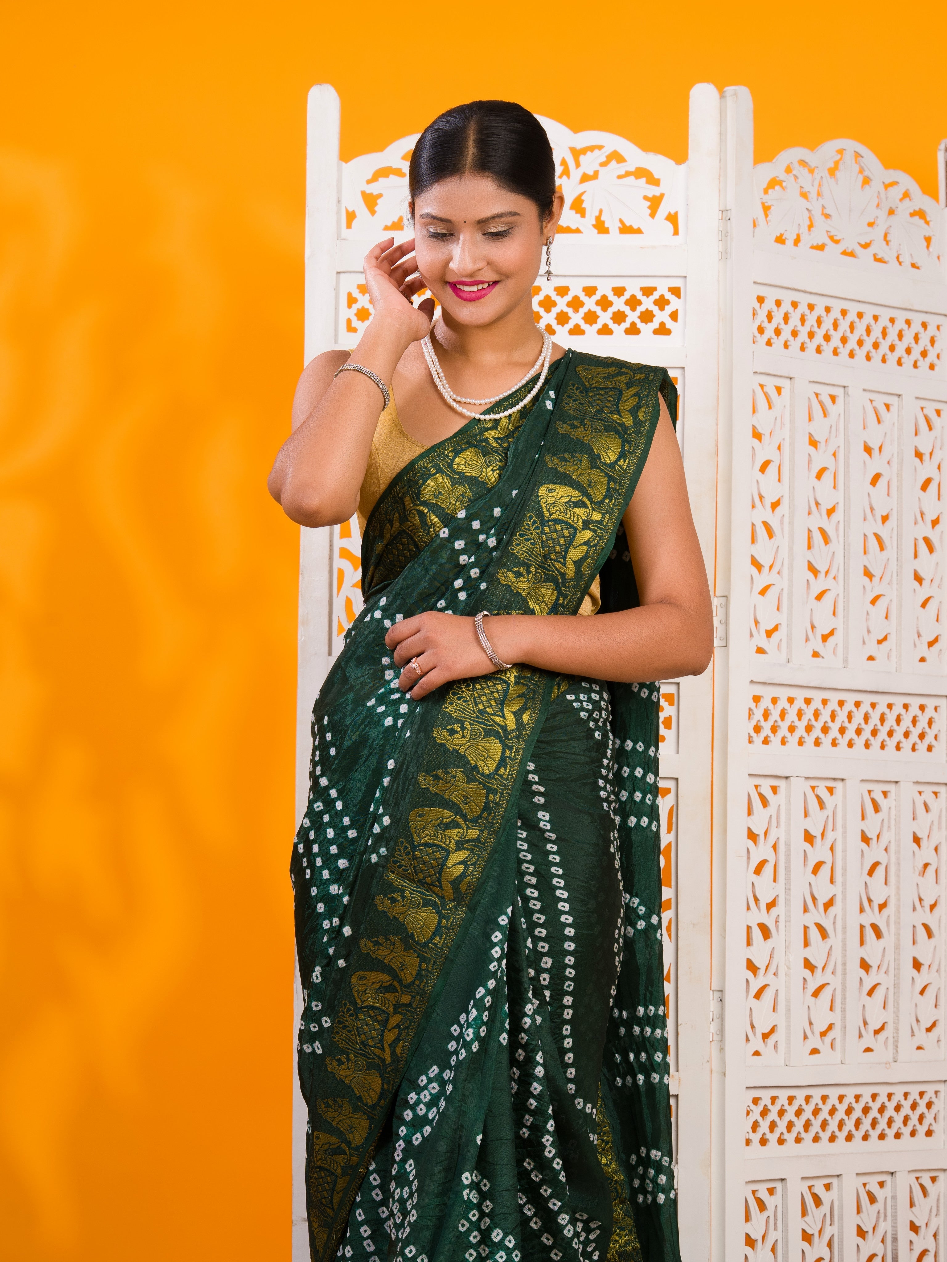 By Bandhani Saree With Festive Wear 