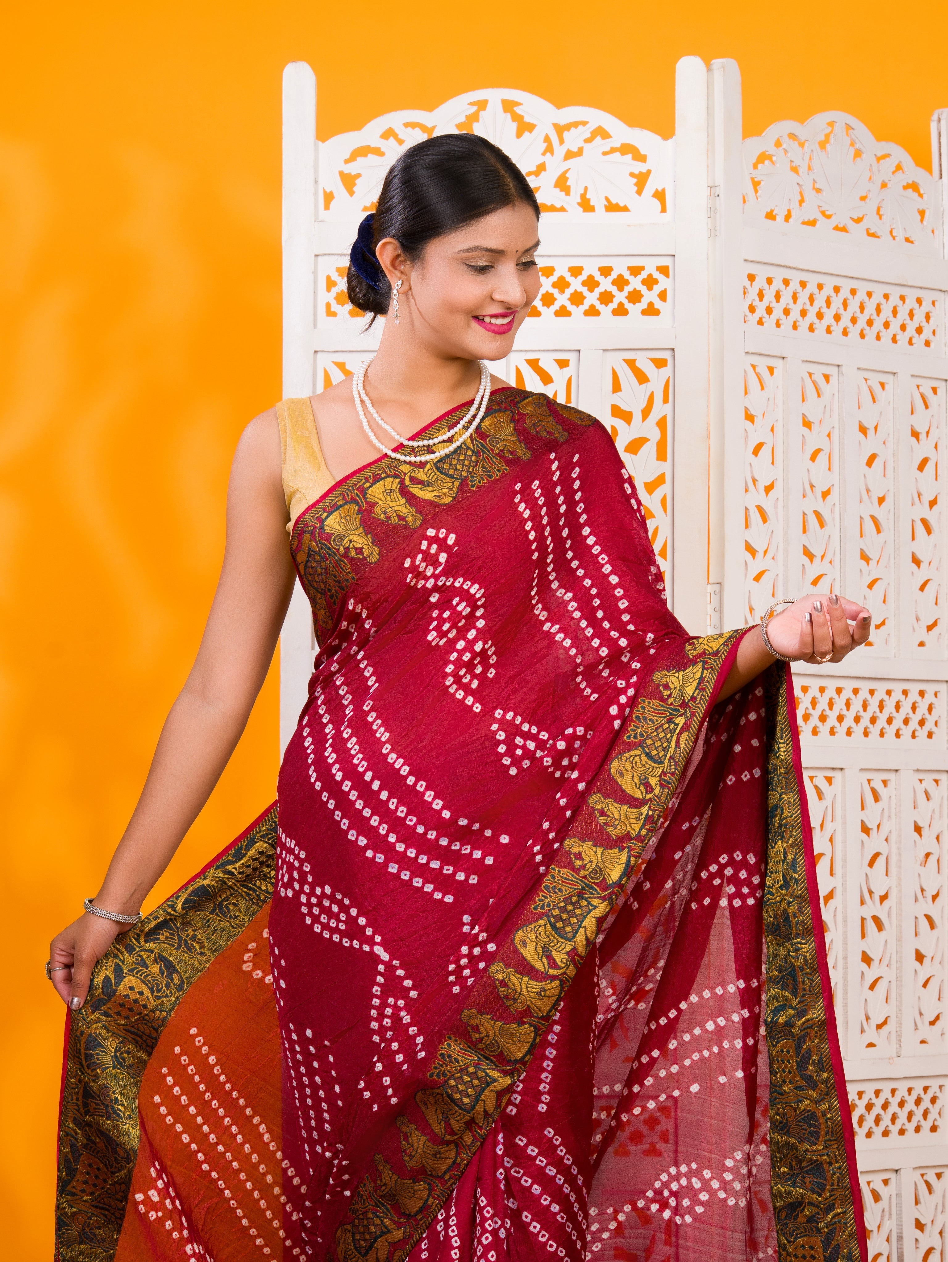 By Bandhani Saree With Festive Wear 