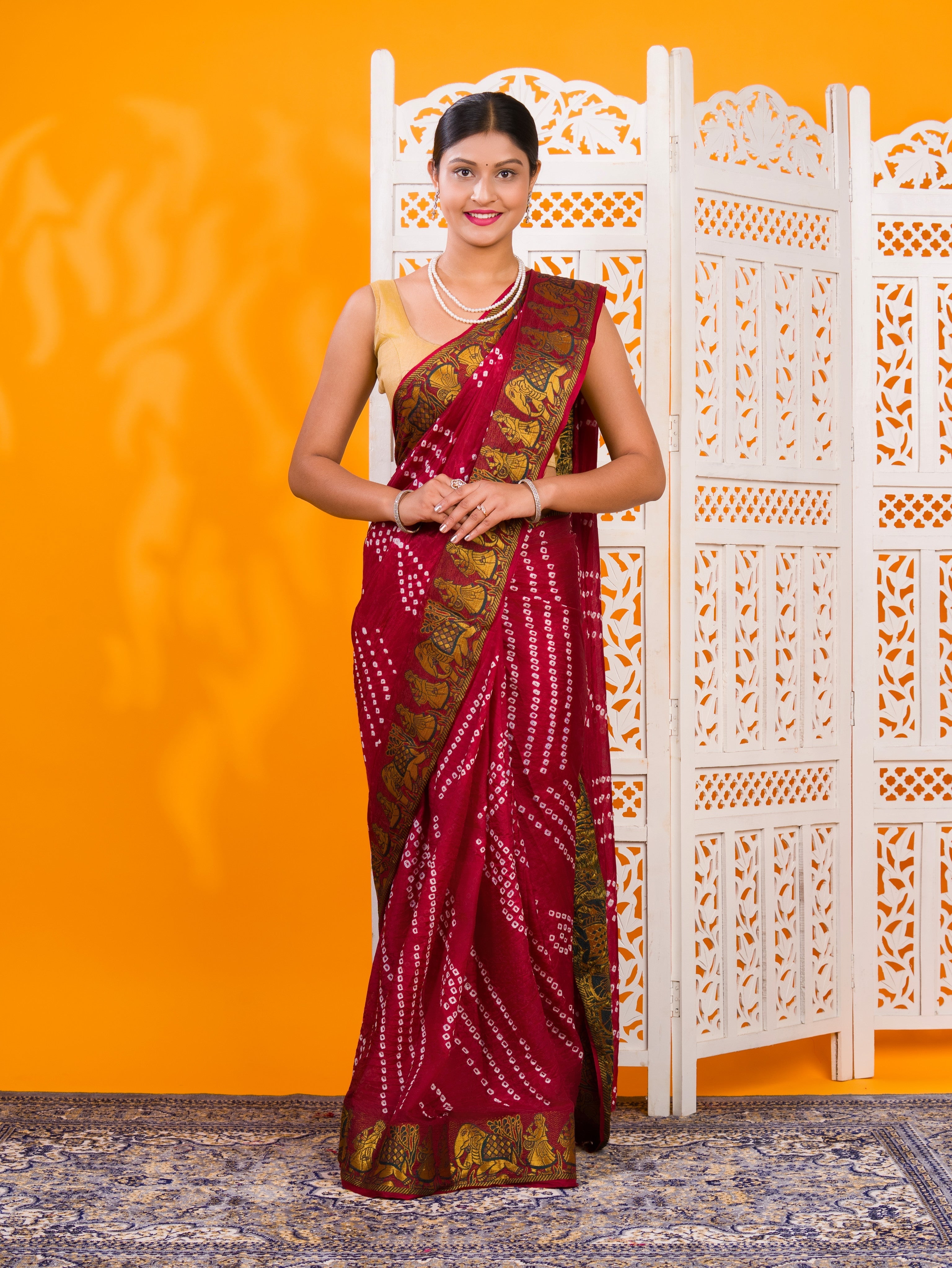 By Bandhani Saree With Festive Wear 