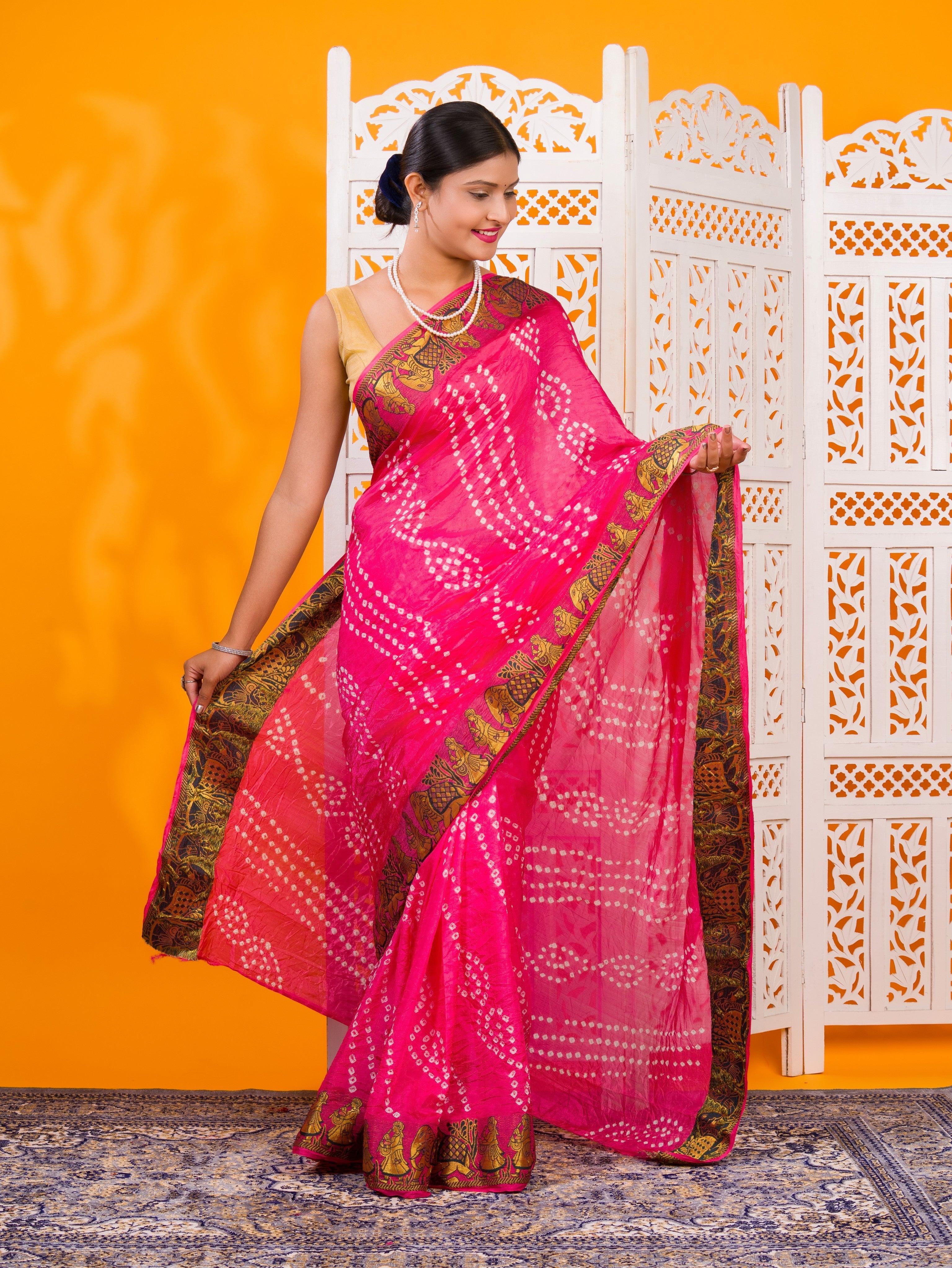 By Bandhani Saree With Festive Wear 