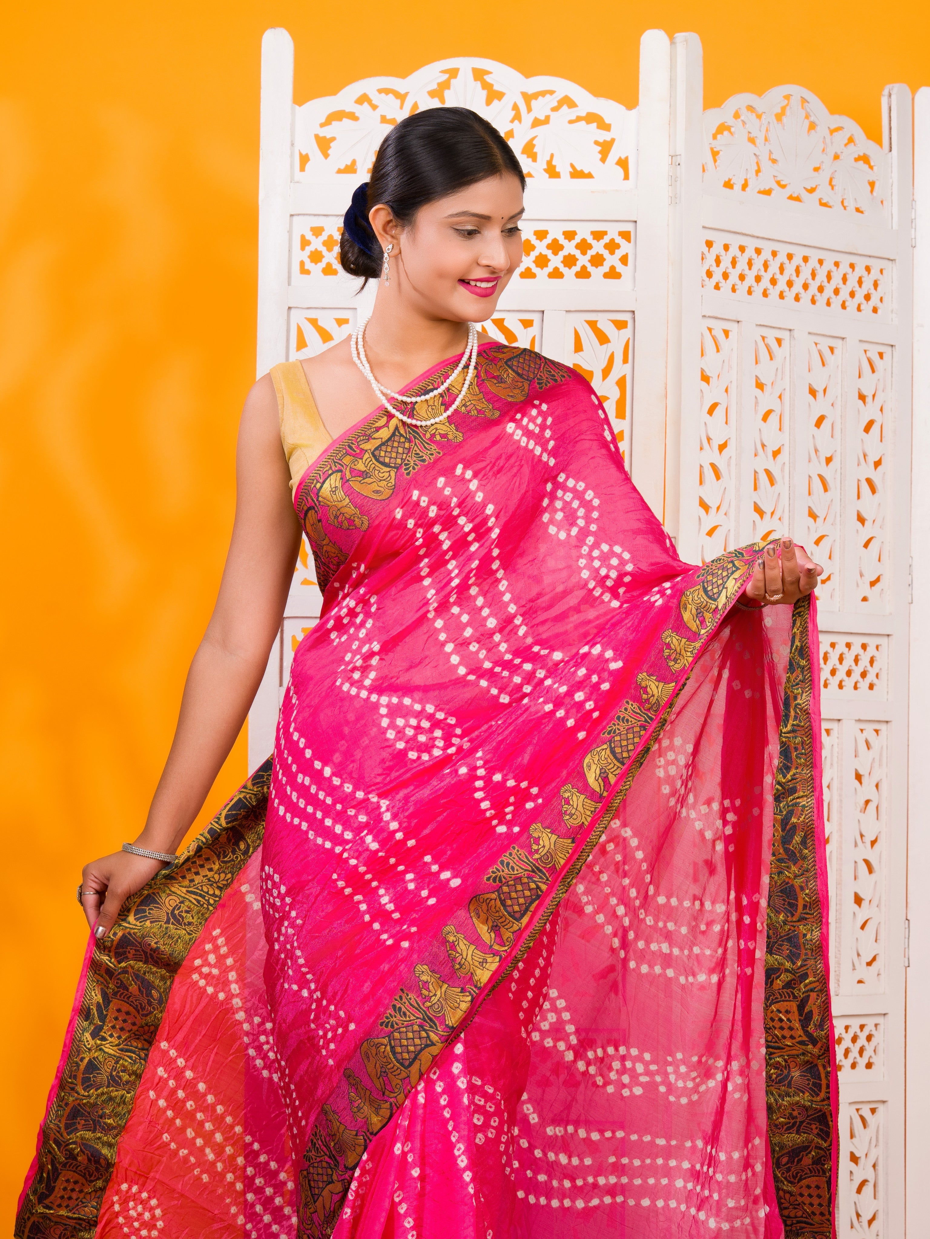 By Bandhani Saree With Festive Wear 