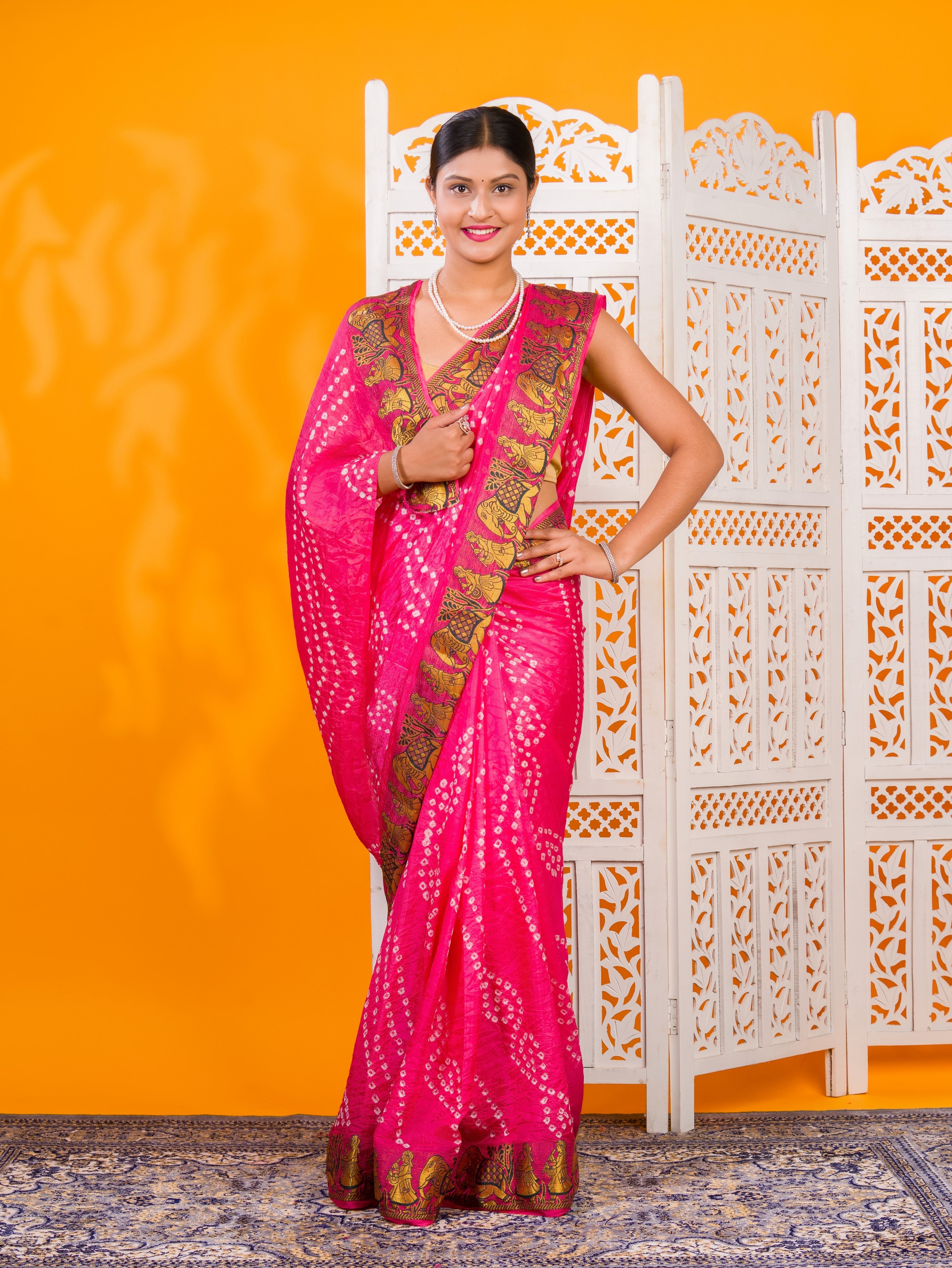 By Bandhani Saree With Festive Wear 