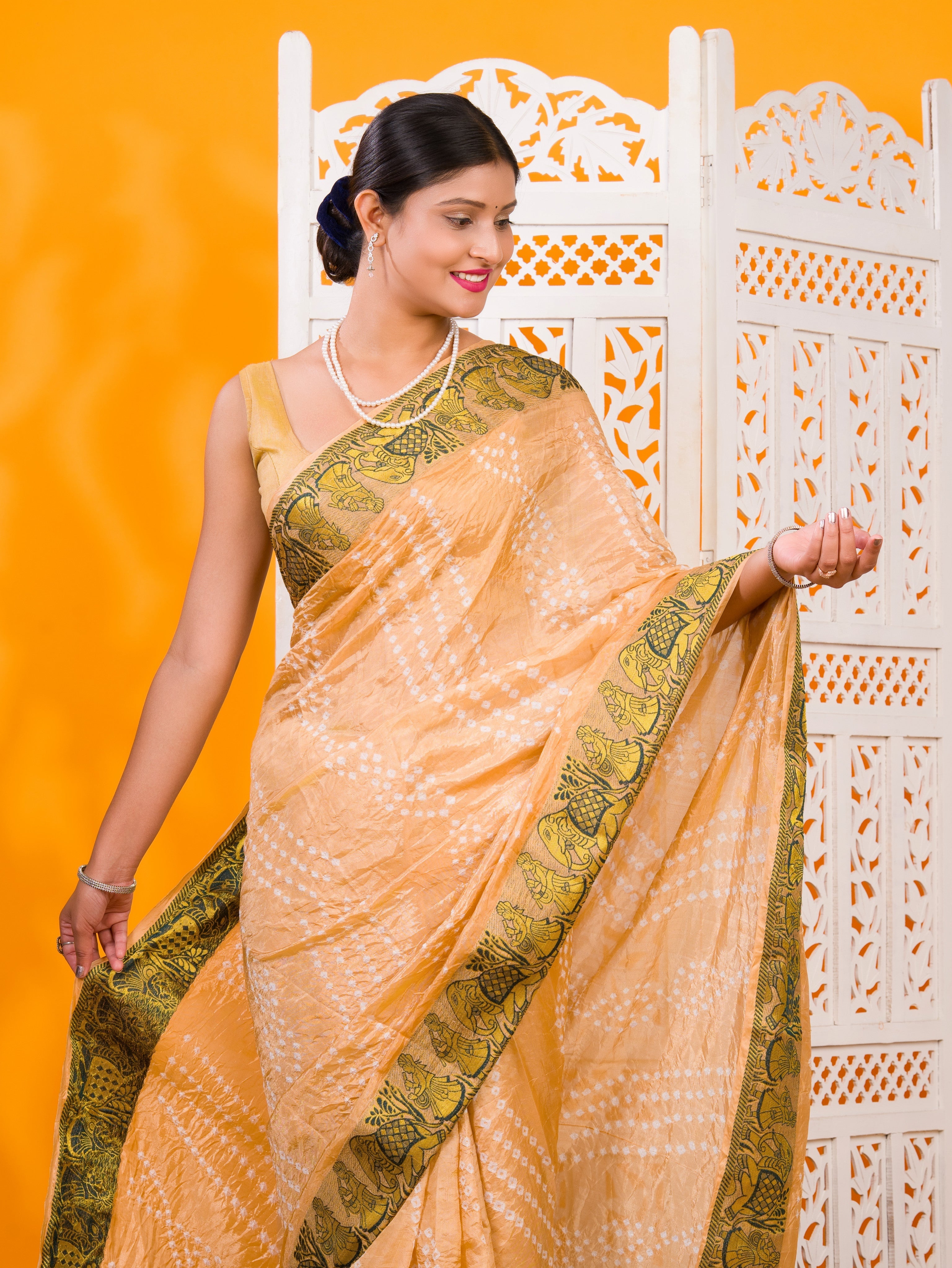 By Bandhani Saree With Festive Wear 