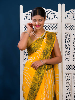 By Bandhani Saree With Festive Wear 
