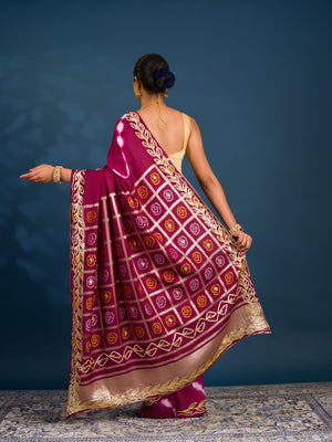 By Beautiful Bandhani Saree with Gotapatti Work