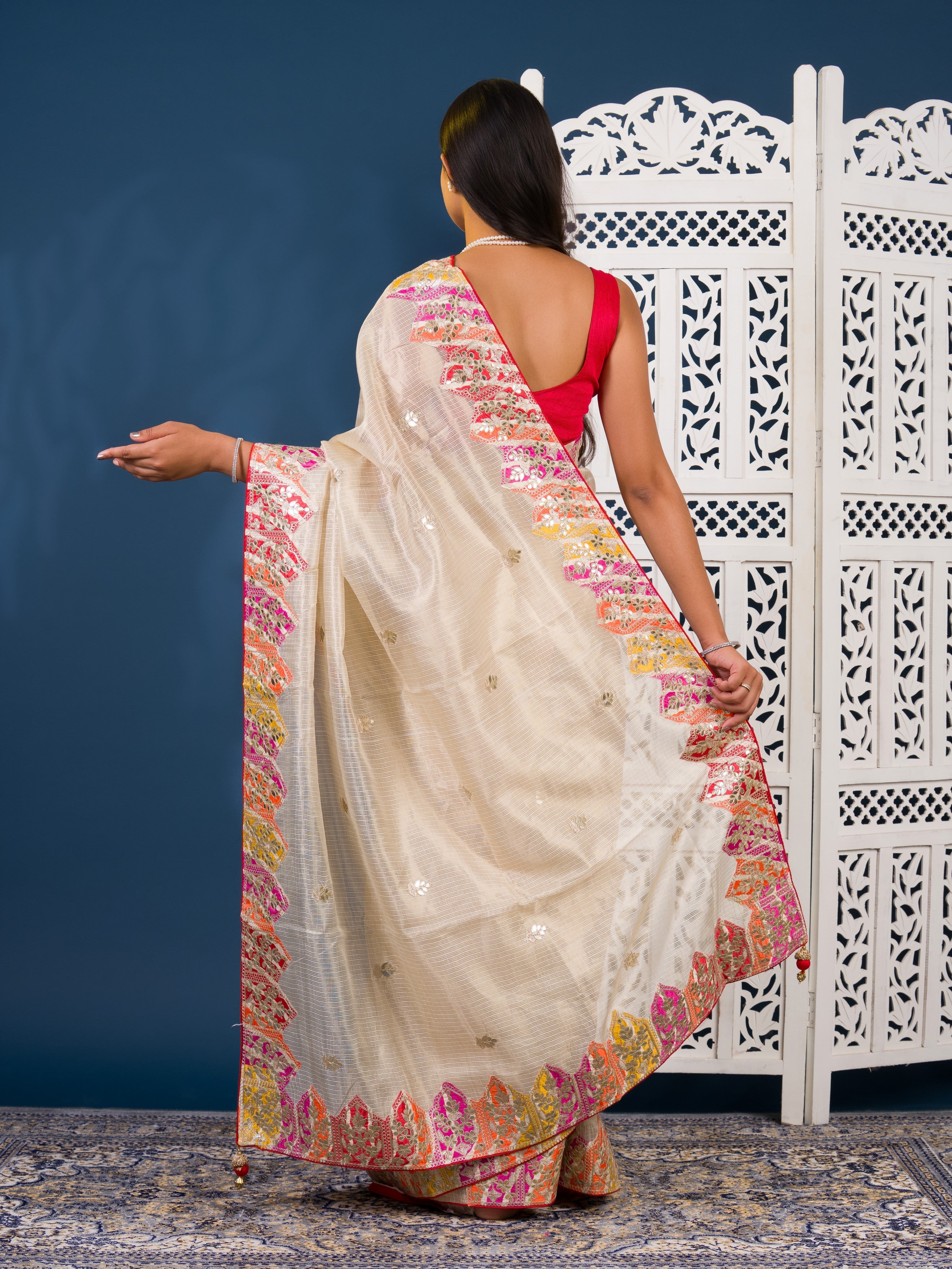 By Kota Doria  Saree With Traditional Wear