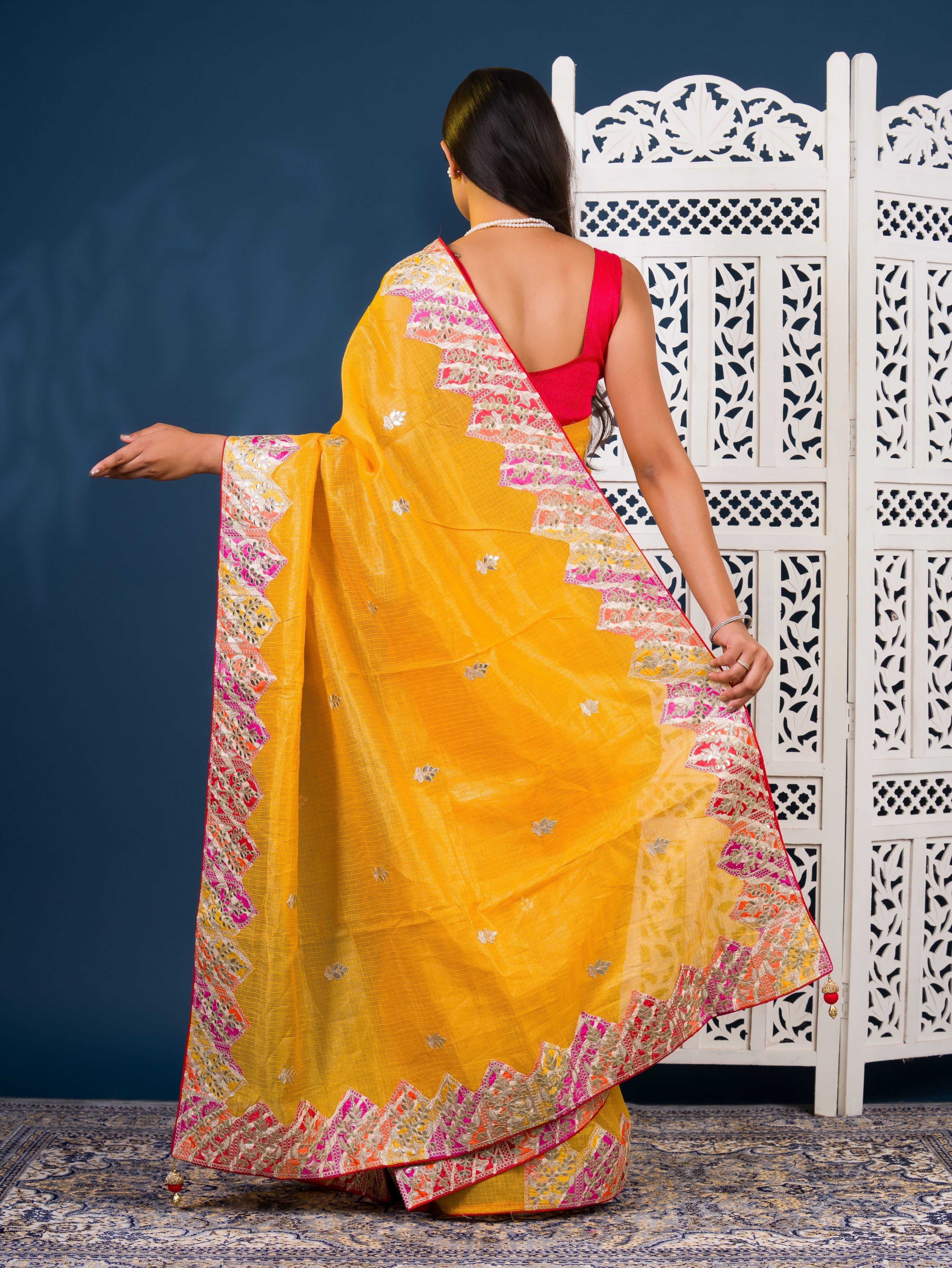 By Kota Doria  Saree With Traditional Wear