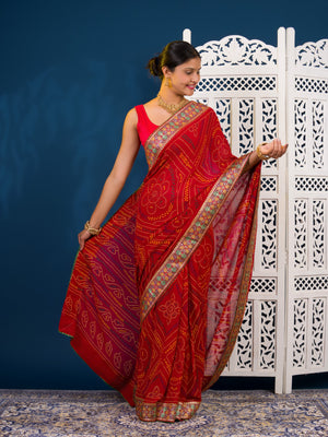 By New Bandhani Saree in Soft Georgette With Festive Wear