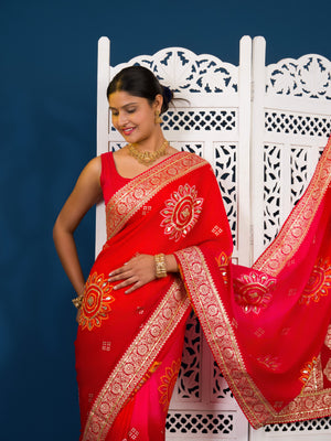 By New HO Silk Banarasi Style With Gotapatti Saree