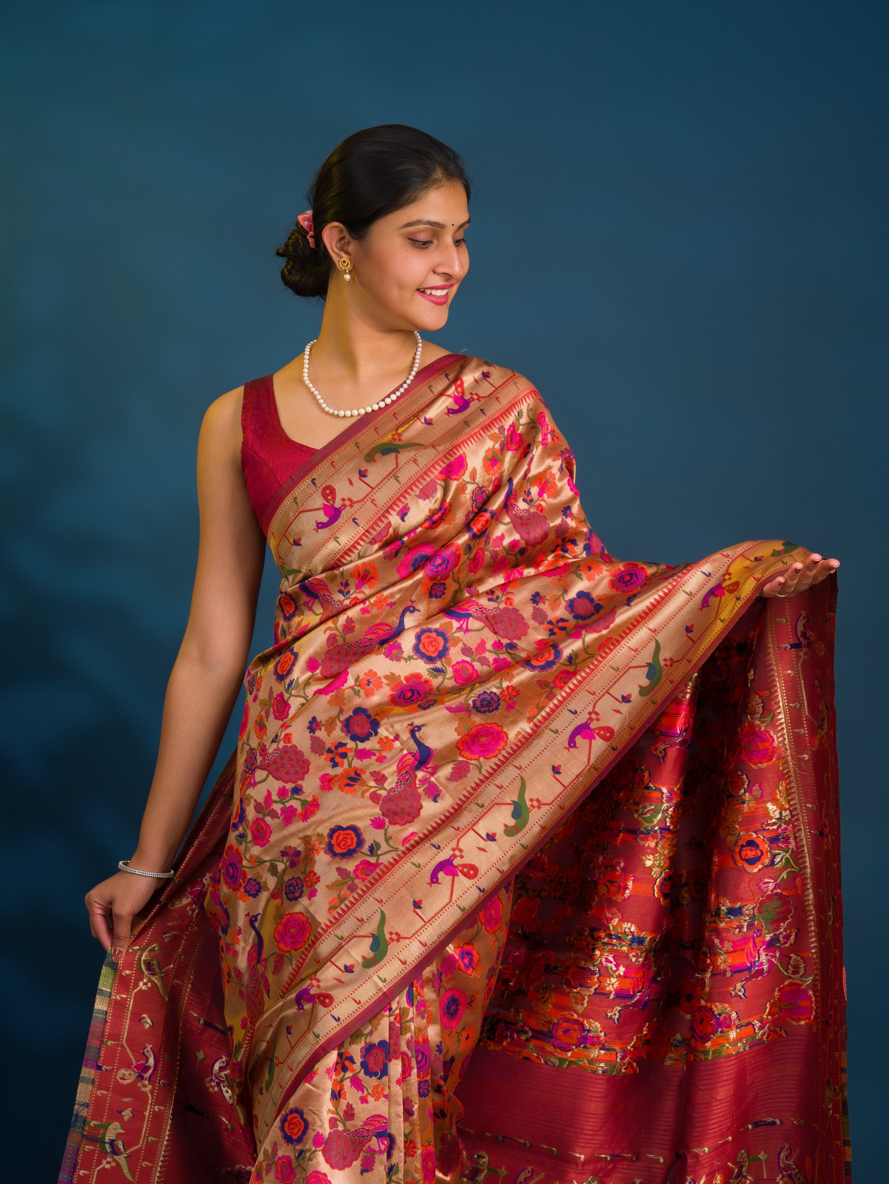 By Kalamkari Saree With Traditional Wear 