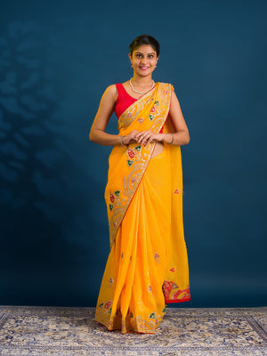 By Jaipuri  Saree With Haldi  Wear