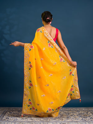 By Jaipuri  Saree With Haldi  Wear