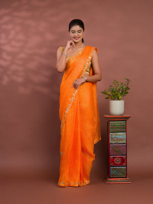  Leheriya Style With Gotapatti Work Saree uner 2000
