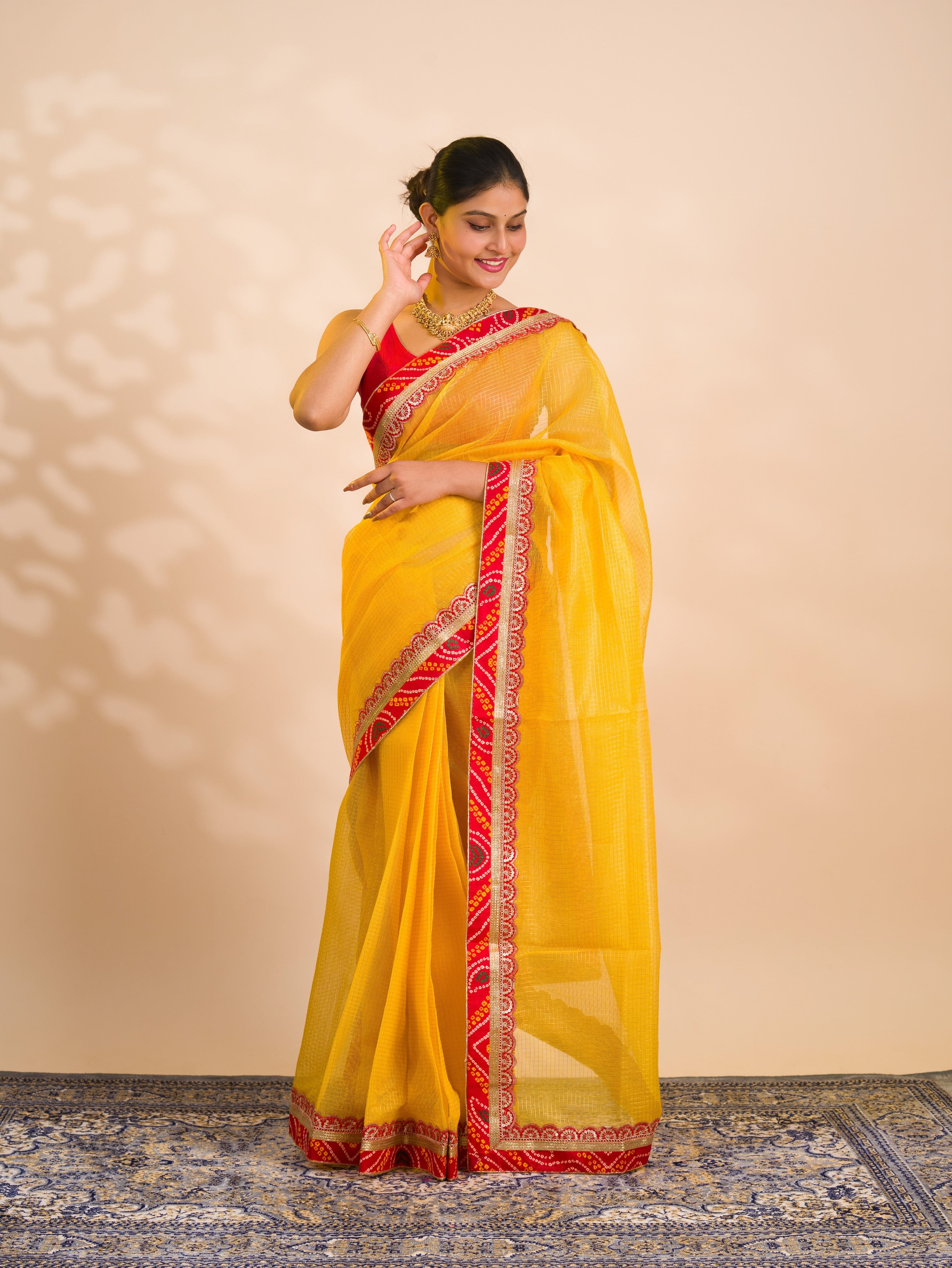 Tanmira  New One Embroidery Bandhani Border Kota Doriya Saree SWA