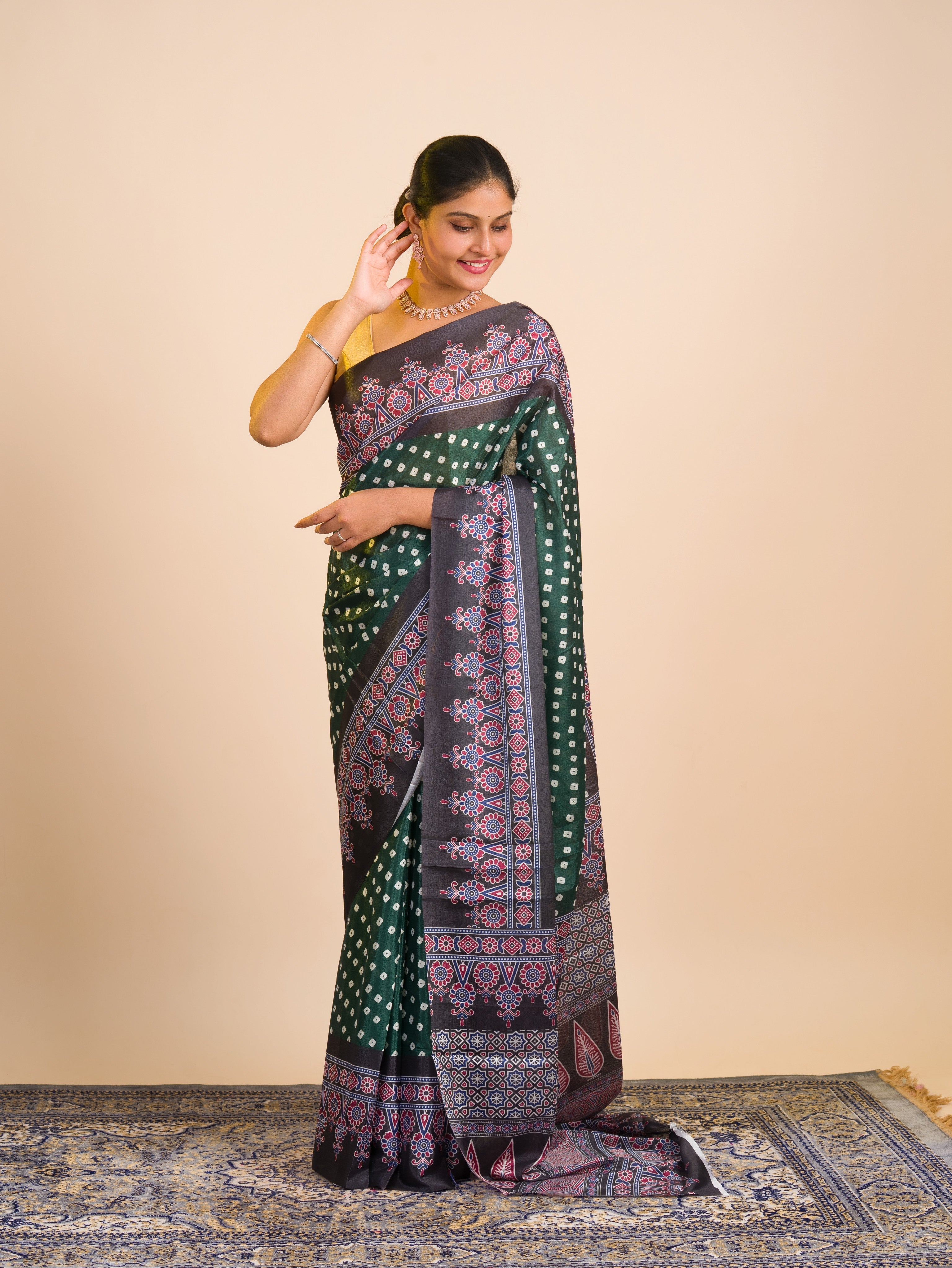 By Bandhani in Ajrakh Style With Office Wear Saree 