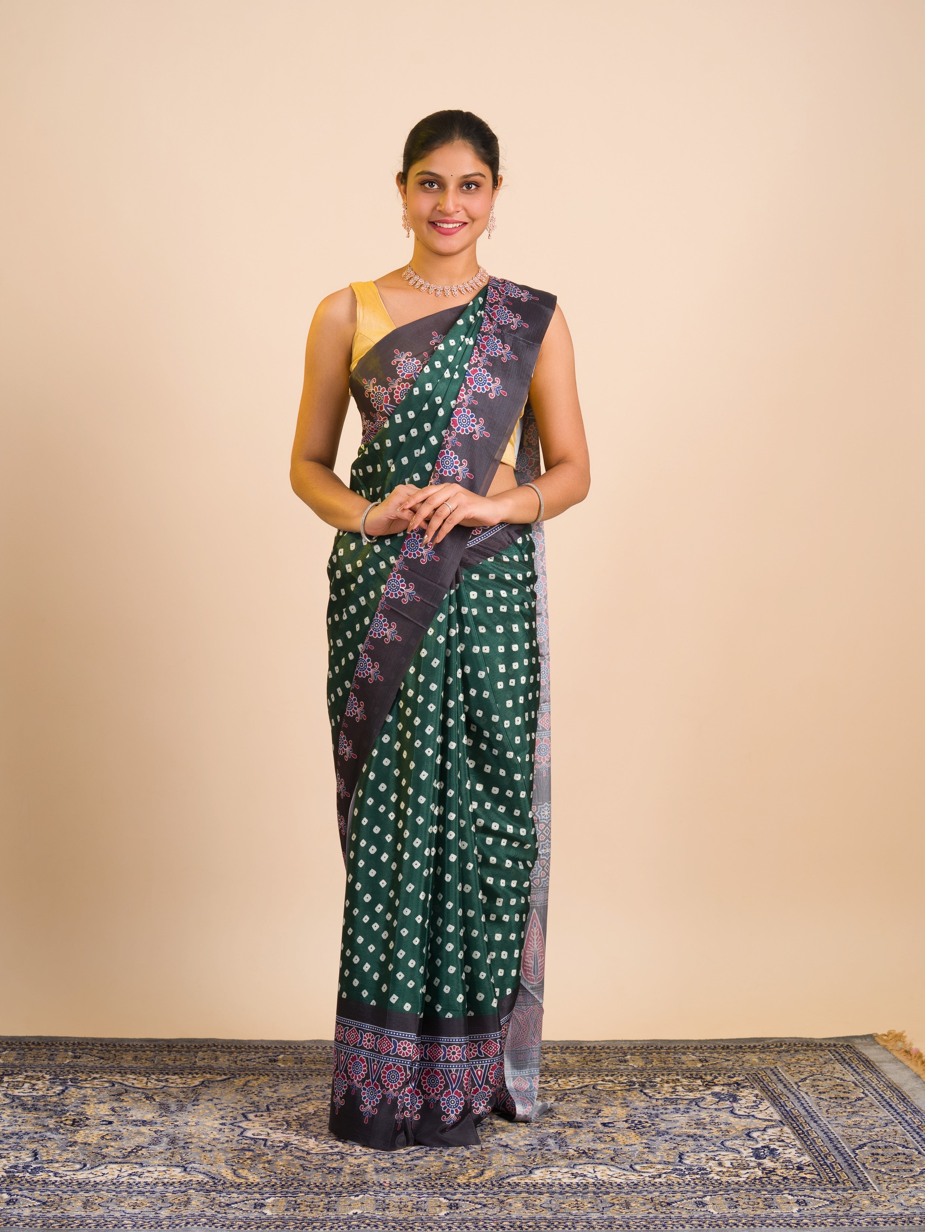 By Bandhani in Ajrakh Style With Office Wear Saree 