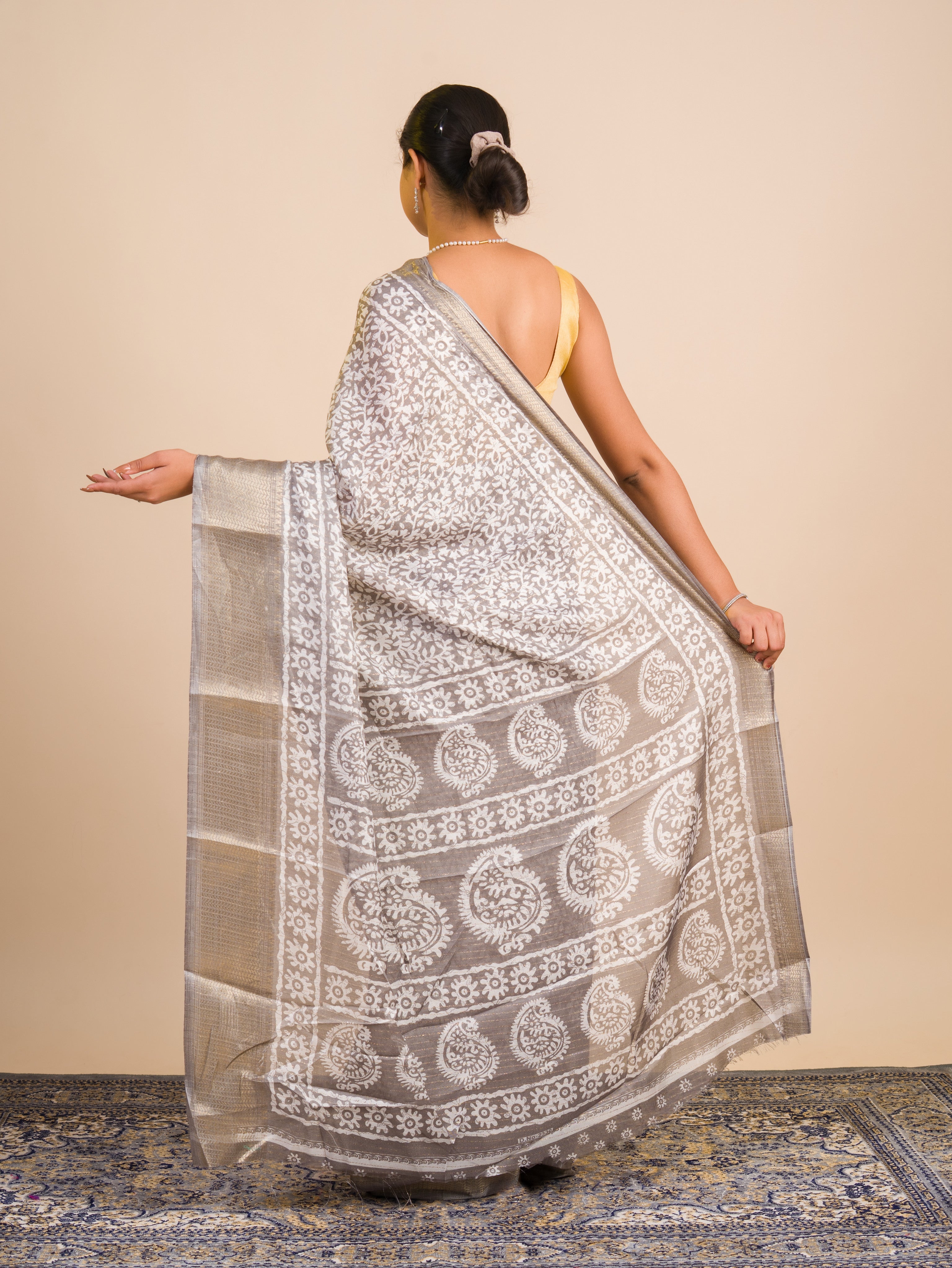By New Arrival Cotton Silk Batik Printed With Zari Border Work Saree