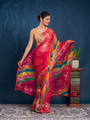 By Bandhani Saree With  Festive Wear