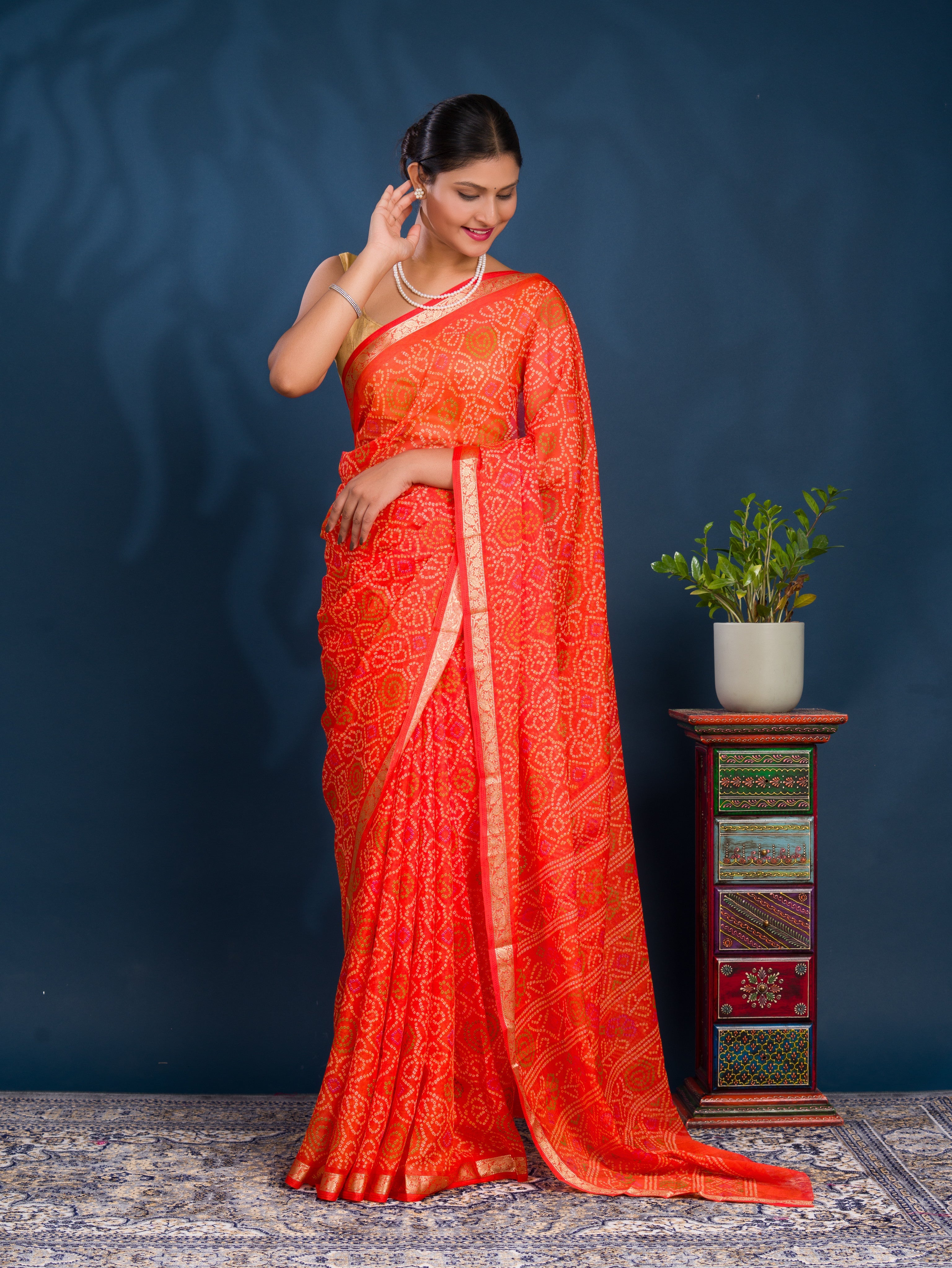 By Bandhani Saree With Casual wear