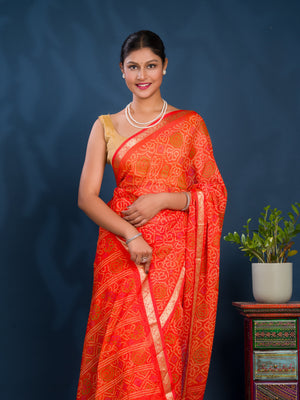 By Bandhani Saree With Casual wear