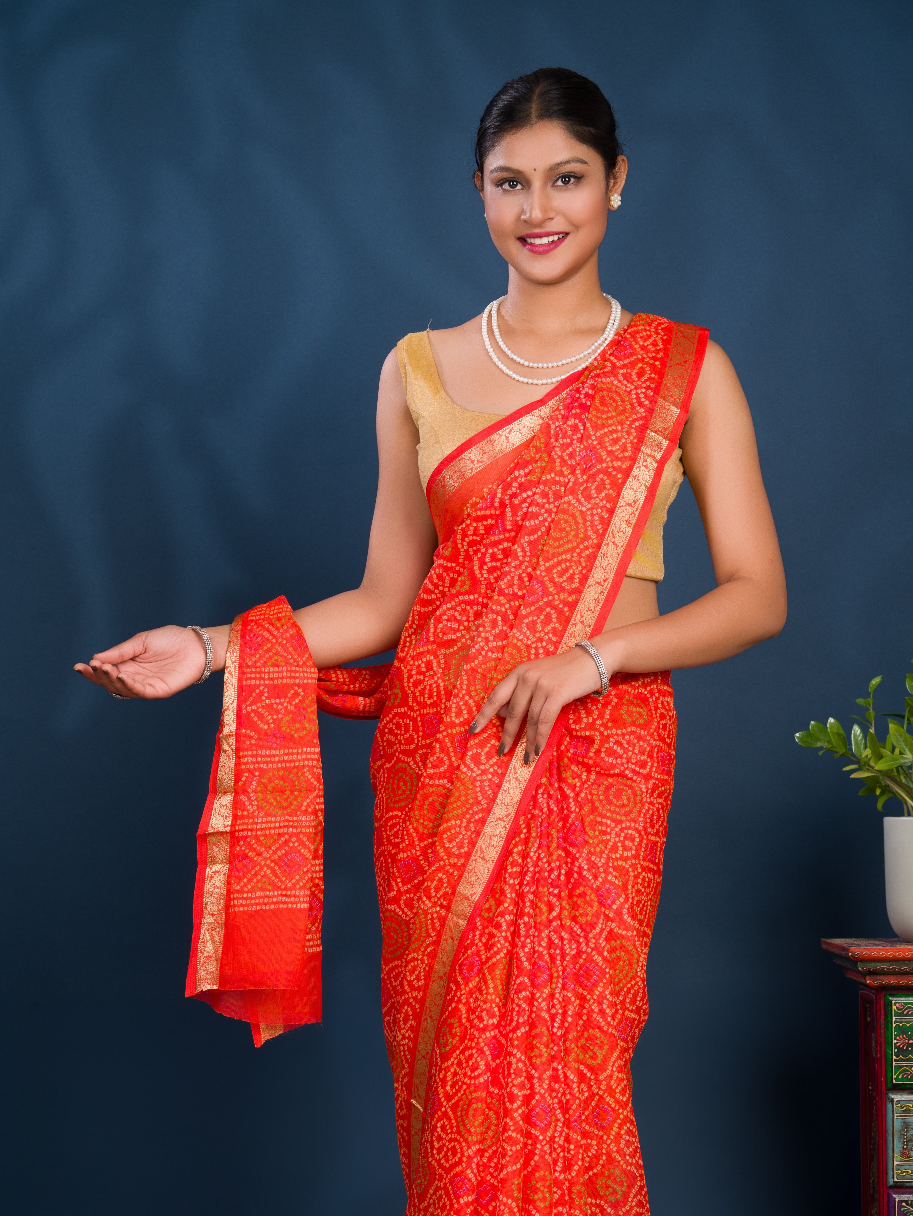 By Bandhani Saree With Casual wear