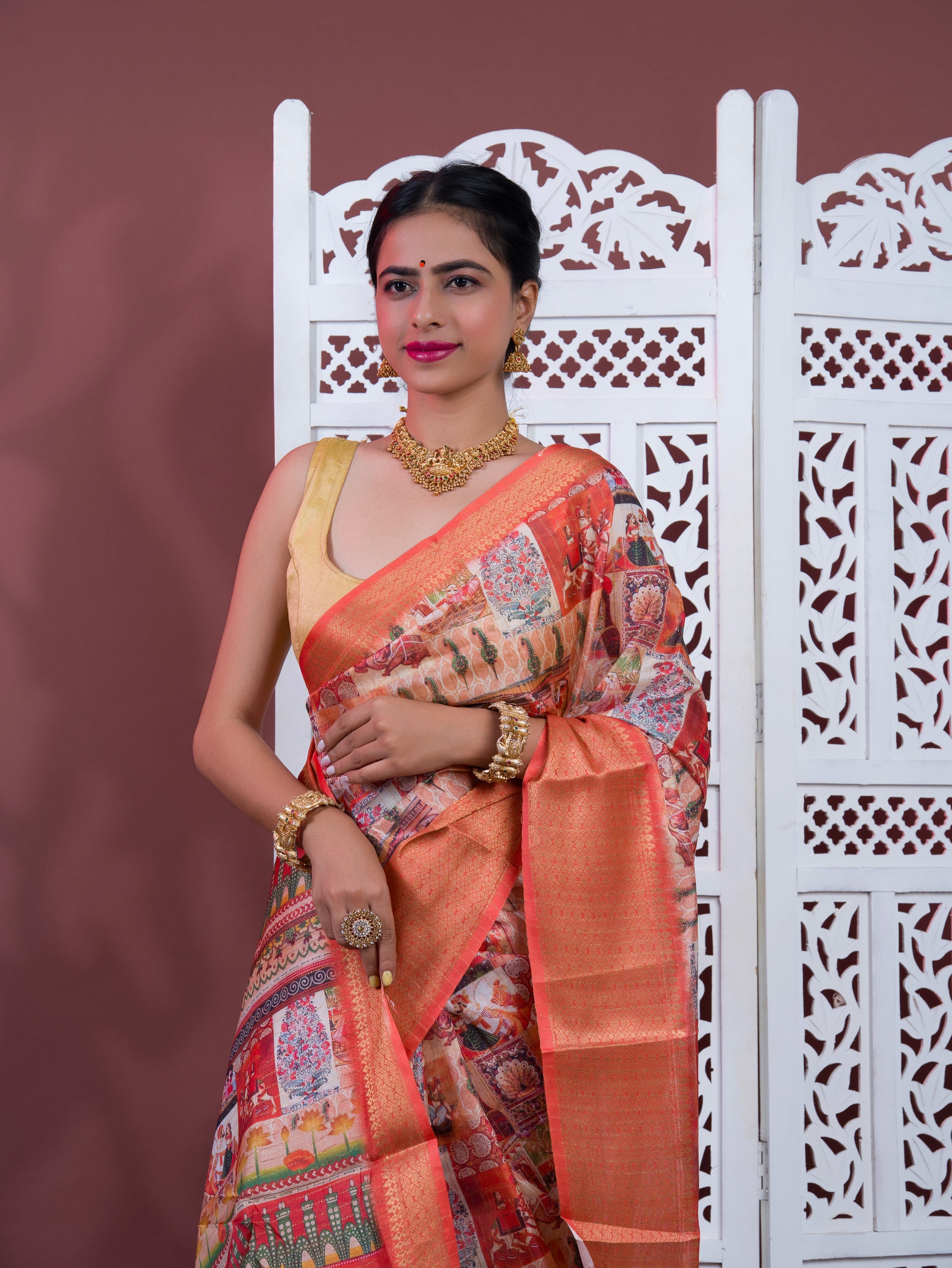 Tanmira  Latest Cotton Silk Kalamkari Style Zari Weaving Saree  STL