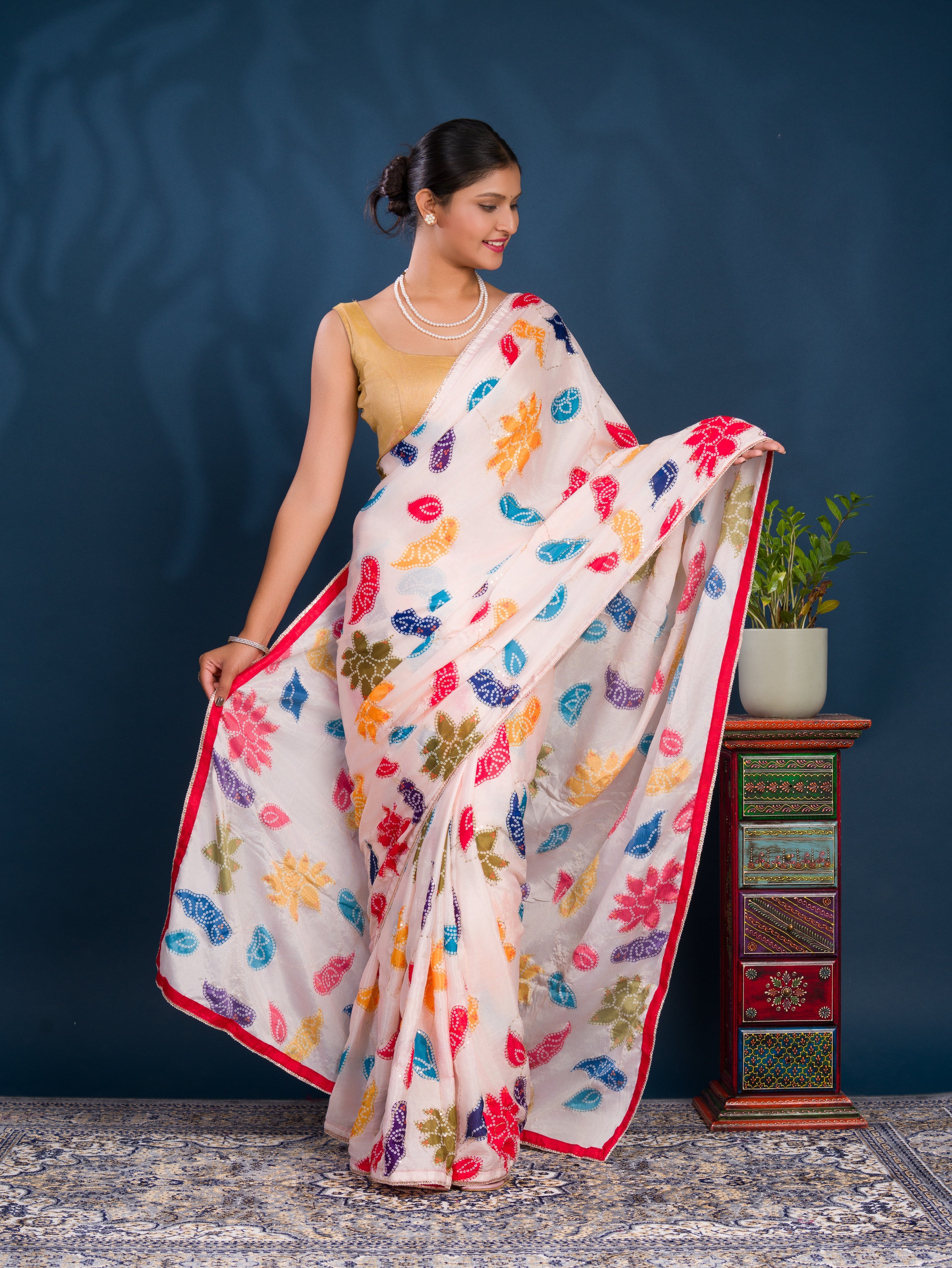By Bandhani Saree  With Party wear