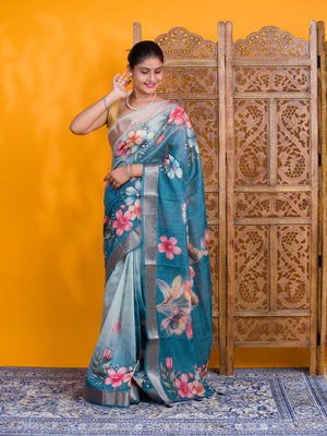 By Printed Saree With Casual Wear