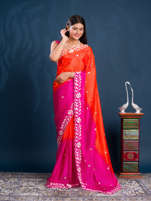 By Bollywood Style With Kashida Work Saree